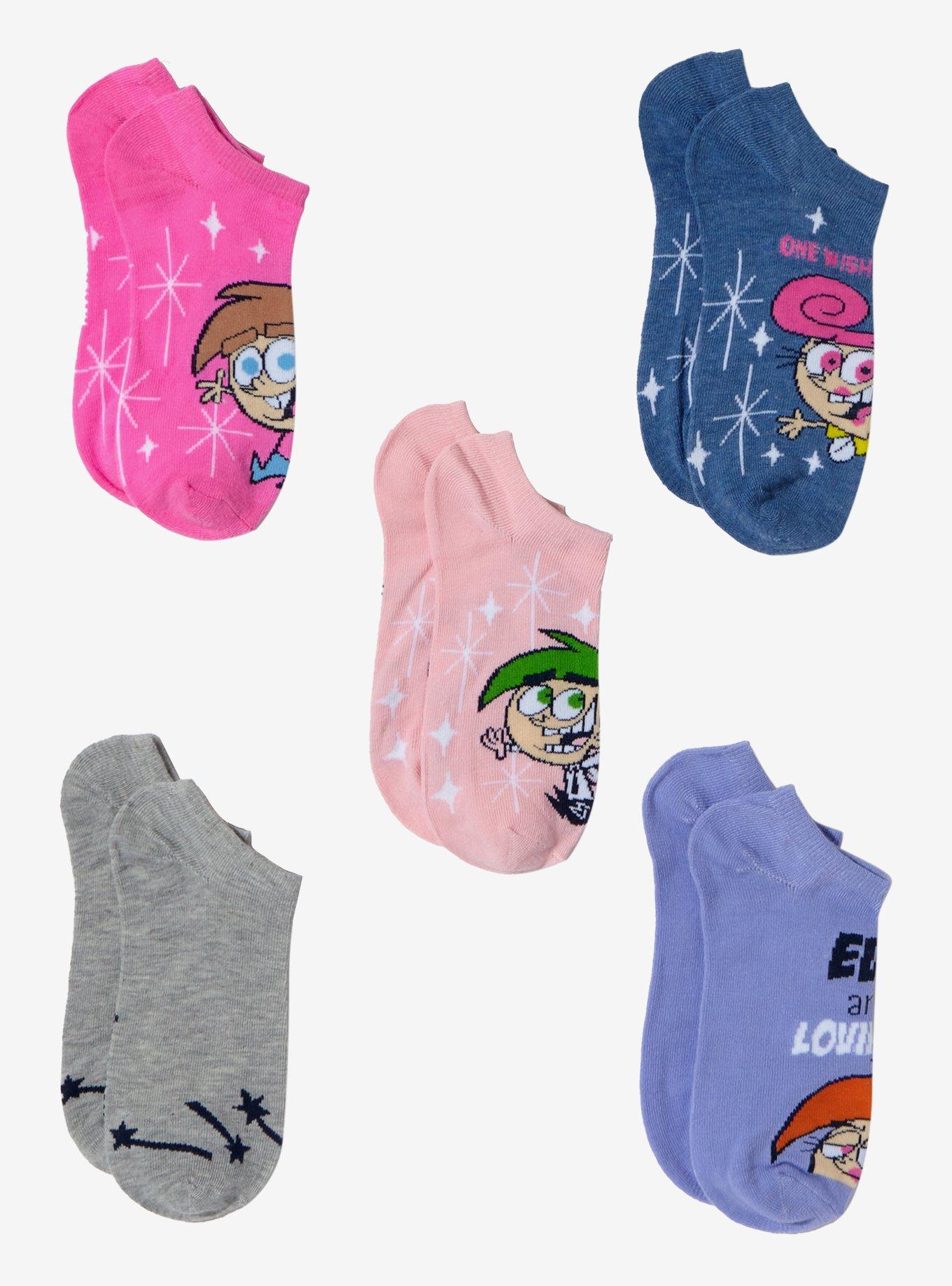 The Fairly OddParents Characters No-Show Socks 5 Pair, , hi-res