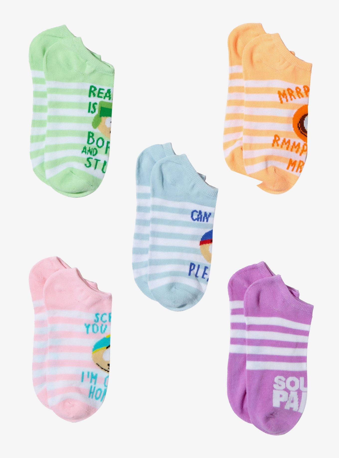 South Park Quotes Stripe No-Show Socks 5 Pair, , hi-res