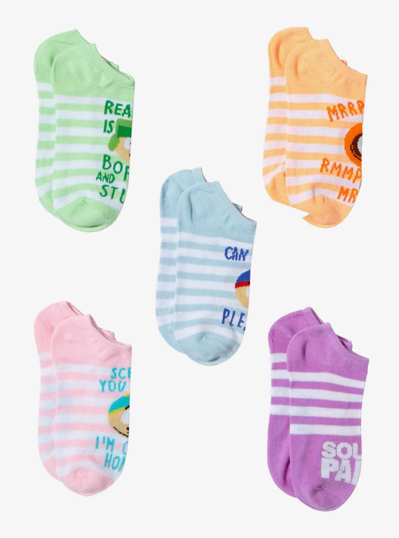 South Park Quotes Stripe No-Show Socks 5 Pair, , hi-res