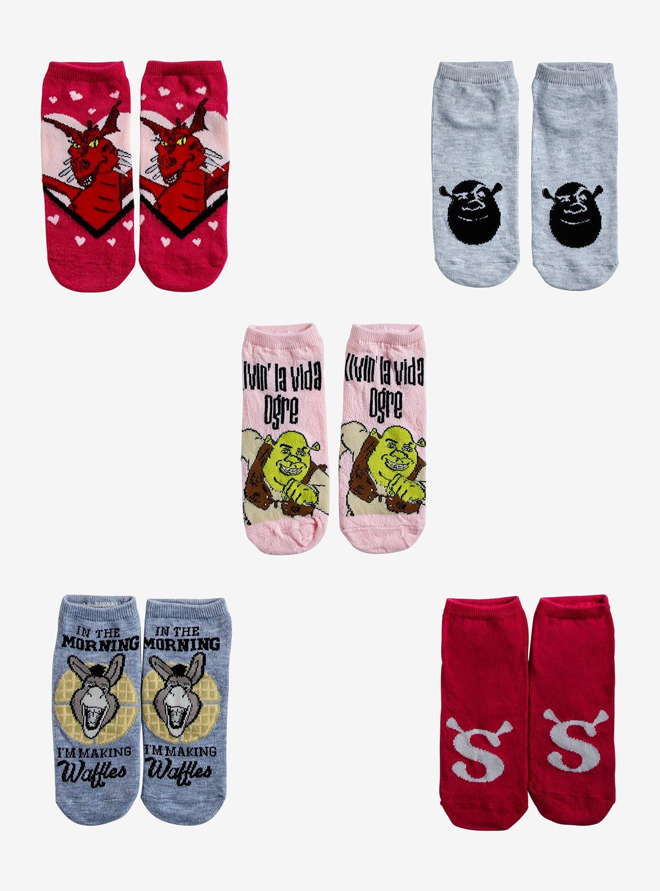 Shrek Character No-Show Socks 5 Pair, , hi-res