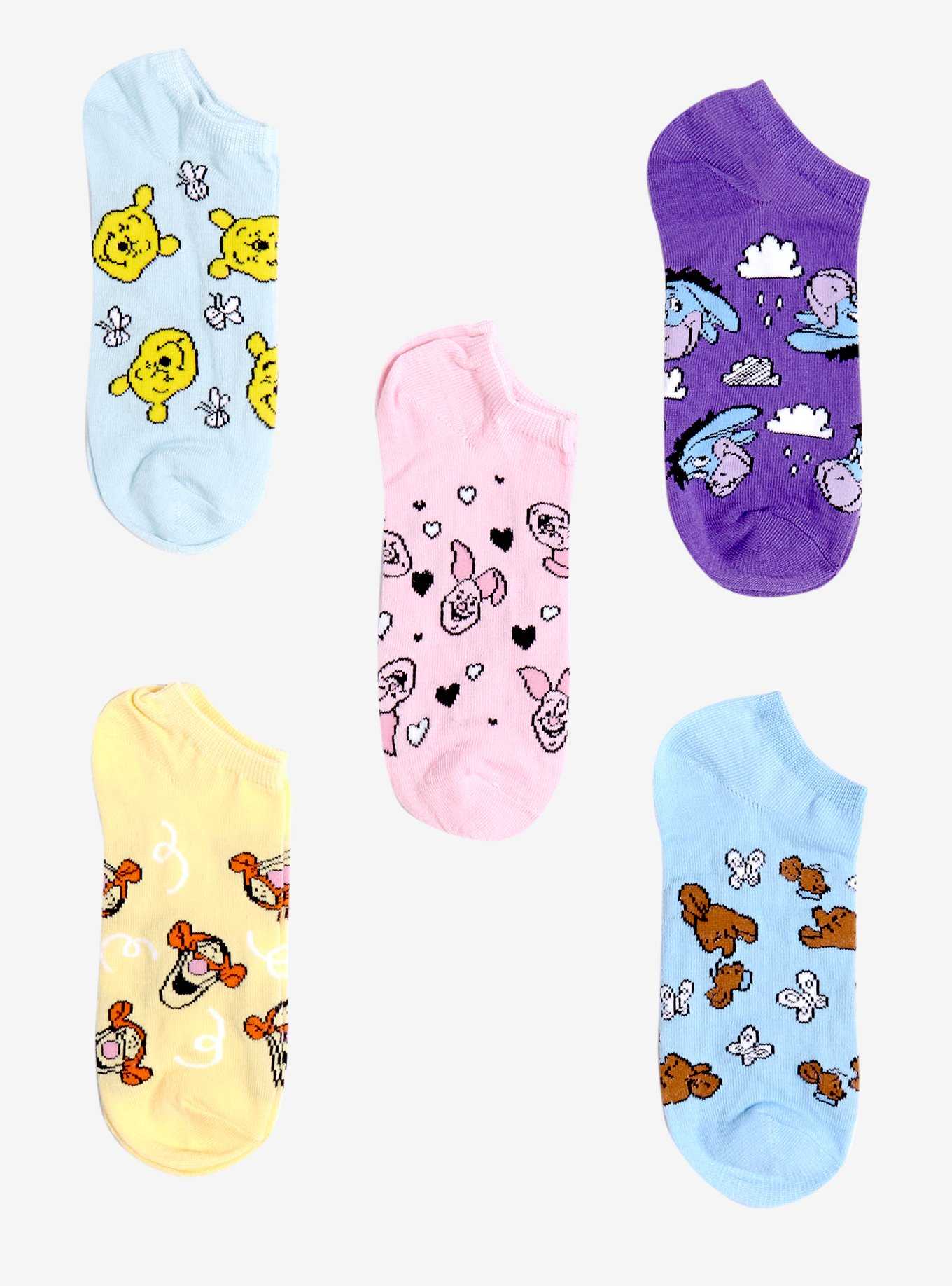 Disney Winnie The Pooh Heads Icons No-Show Socks 5 Pair, , hi-res