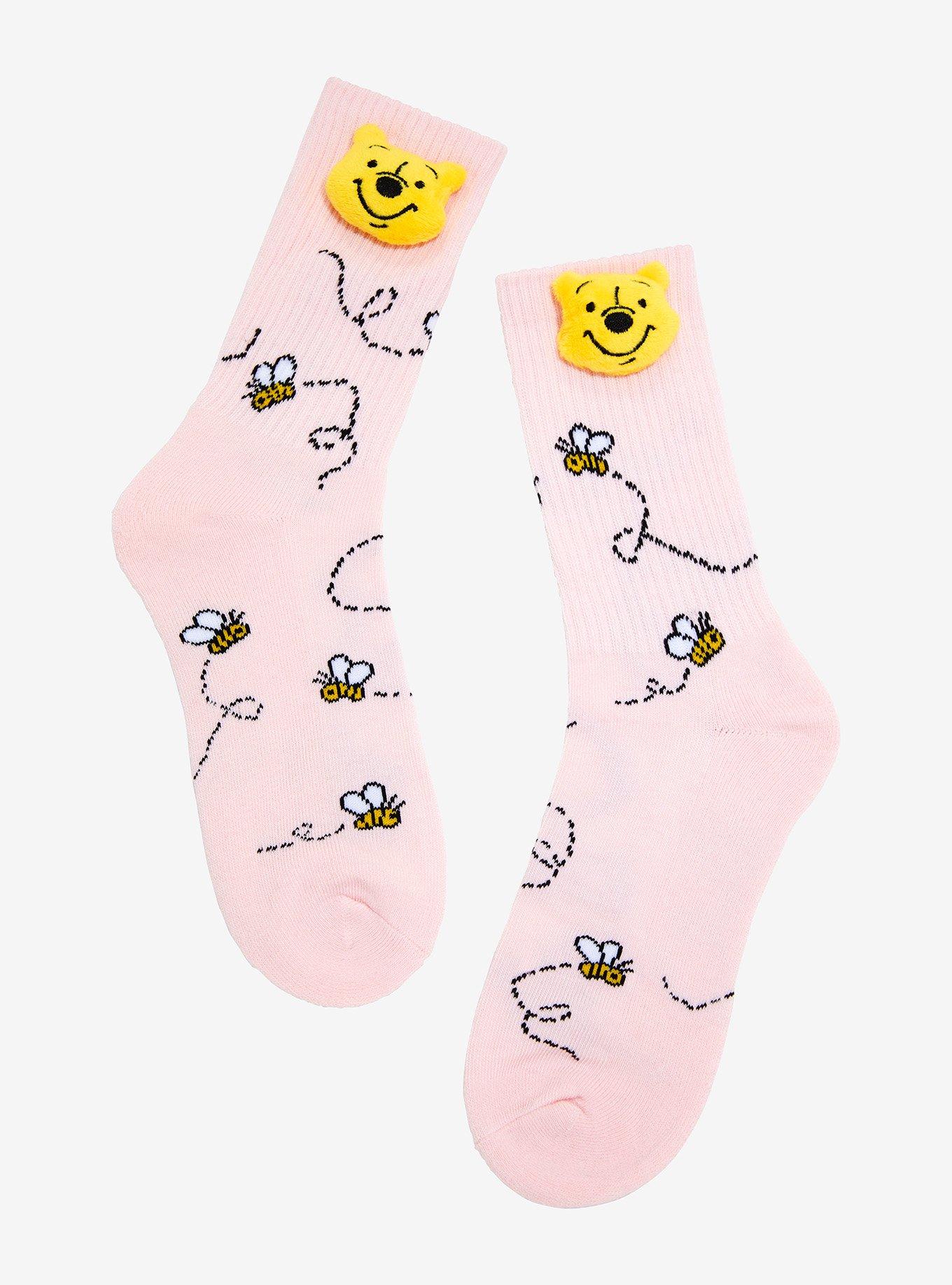 Disney Winnie The Pooh Bee Plush Head Crew Socks