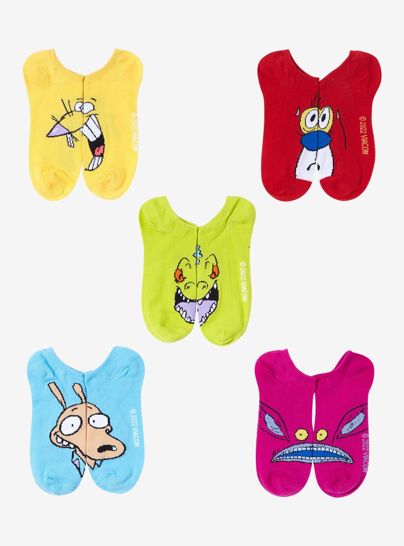 Nickelodeon '90s Cartoons Profile No-Show Socks 5 Pair, , hi-res