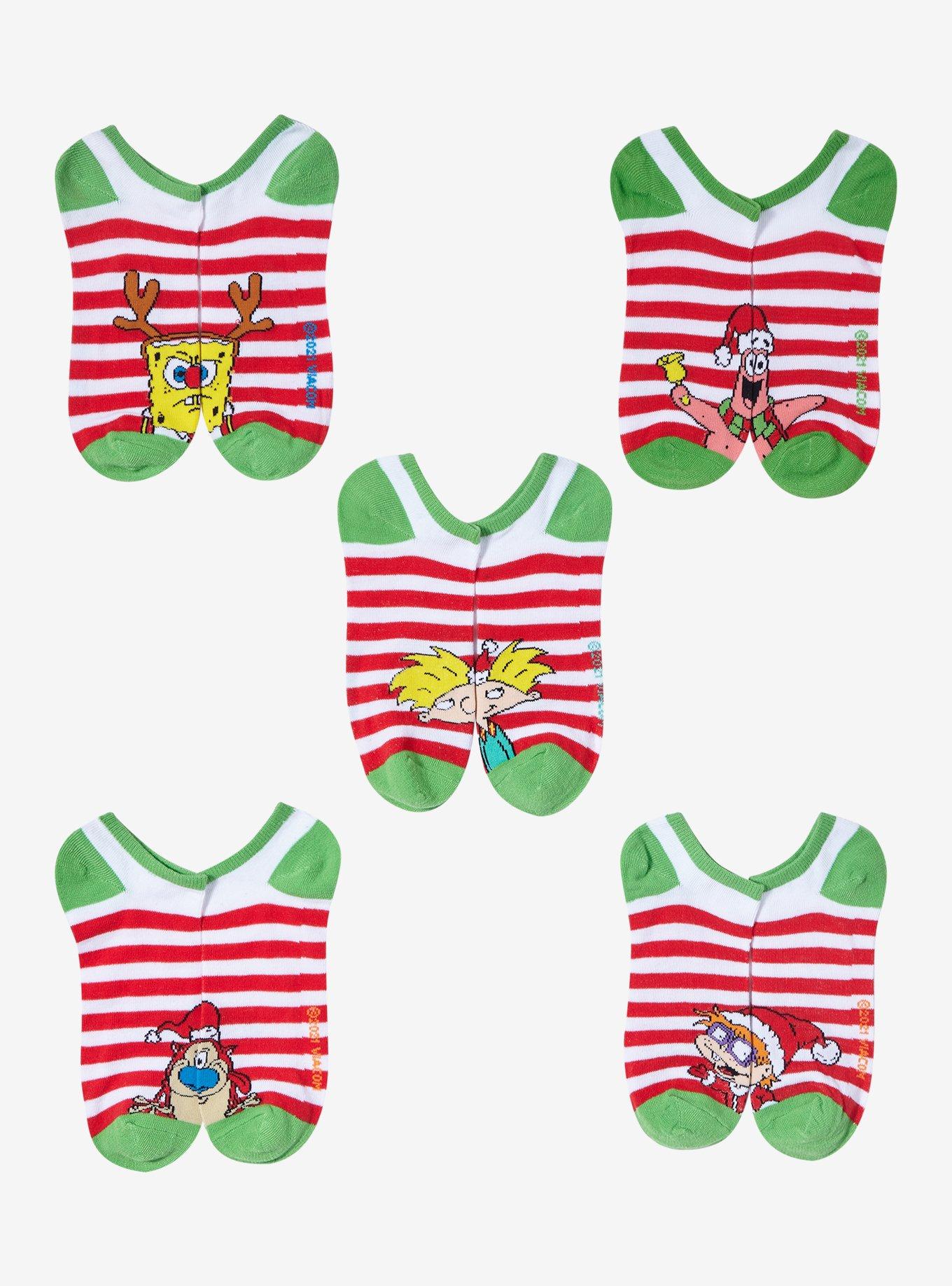 Nickelodeon '90s Characters Holiday No-Show Socks 5 Pair, , hi-res