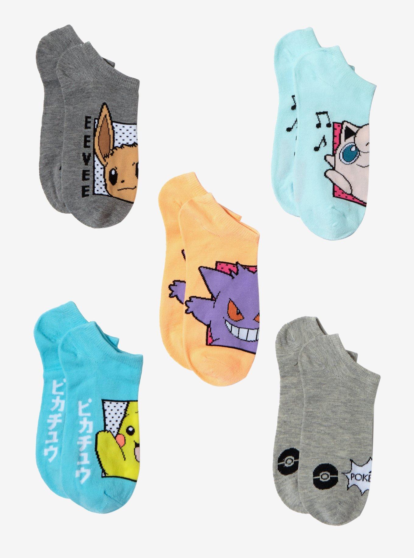 Pokemon Character Grid No-Show Socks 5 Pair, , hi-res