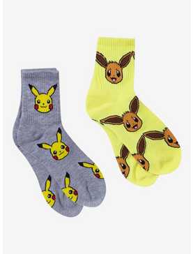 Pokemon Pikachu & Eevee Crew Socks 2 Pair, , hi-res