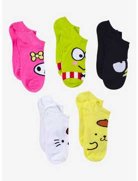 Hello Kitty And Friends Jumbo Face No-Show Socks 5 Pair, , hi-res