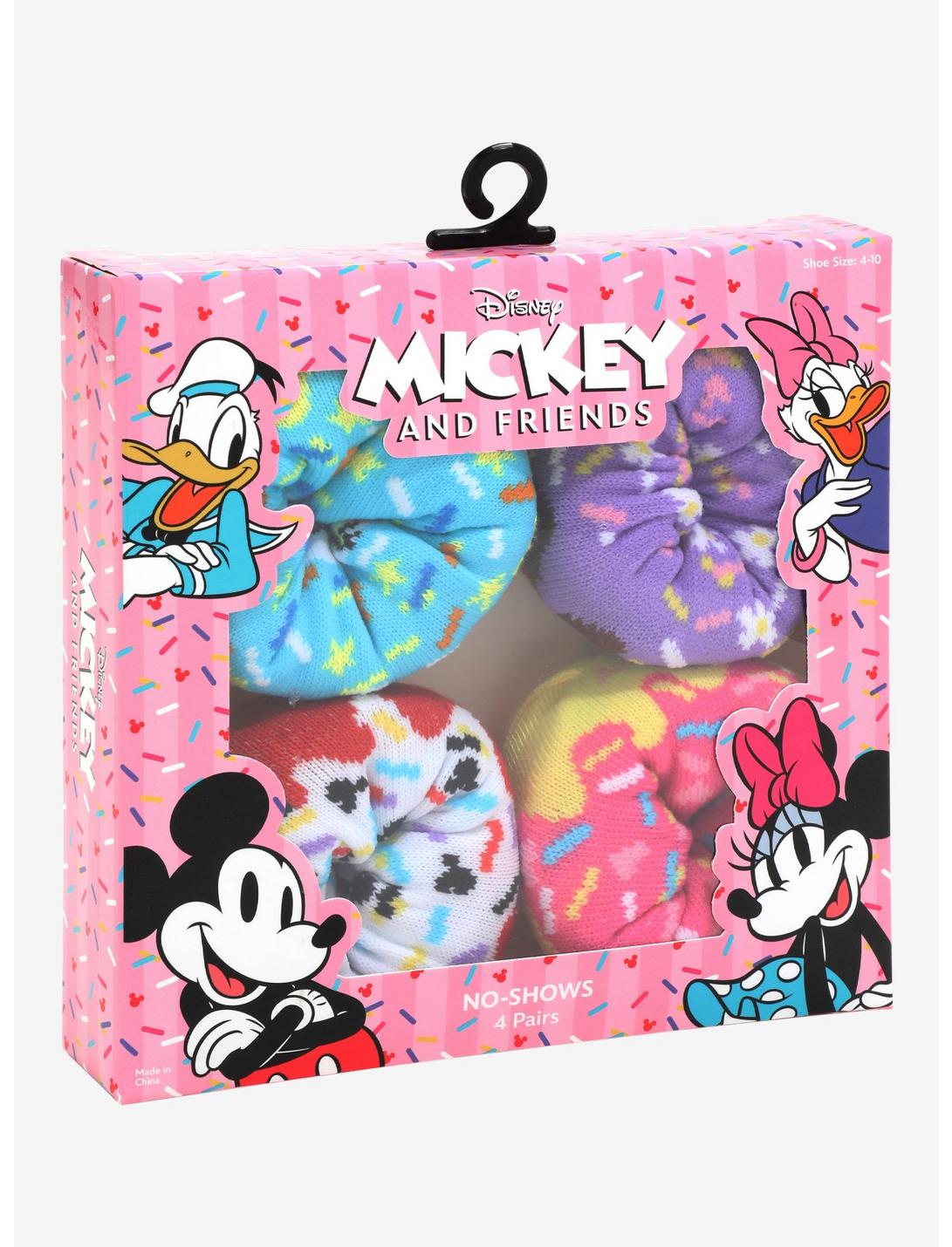 Disney Mickey Mouse & Friends Donut No-Show Socks 4 Pair, , hi-res