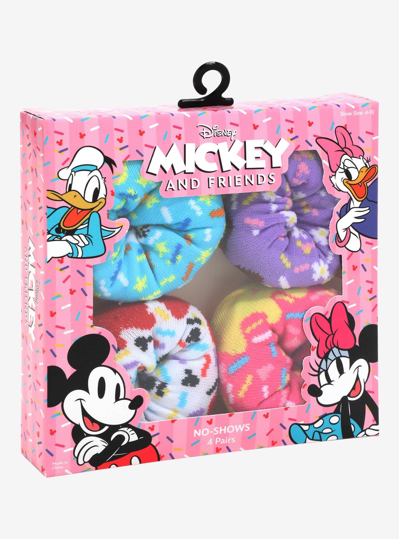 Disney Mickey Mouse & Friends Donut No-Show Socks 4 Pair, , hi-res
