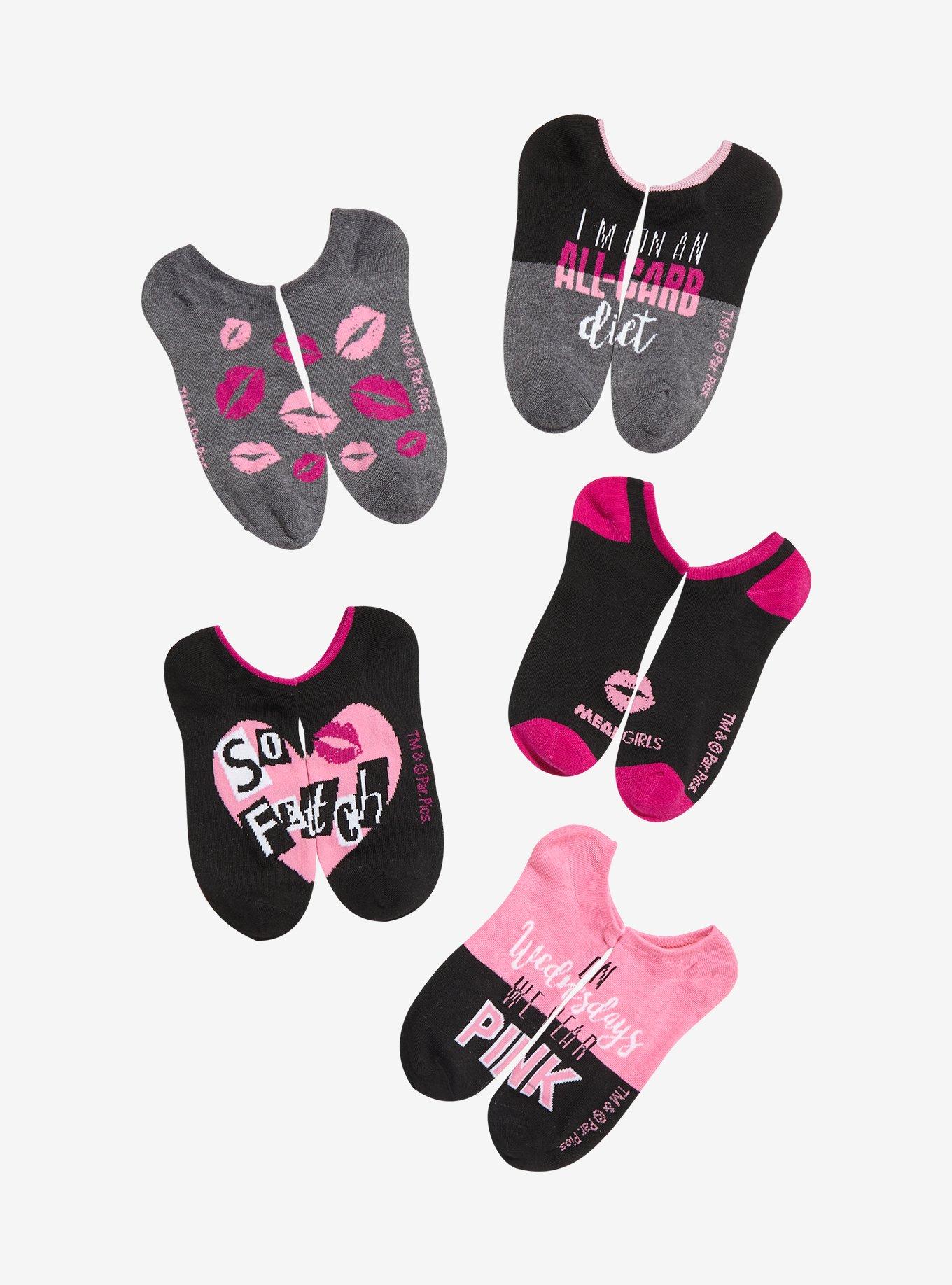 Mean Girls Quotes No-Show Socks 5 Pair, , hi-res