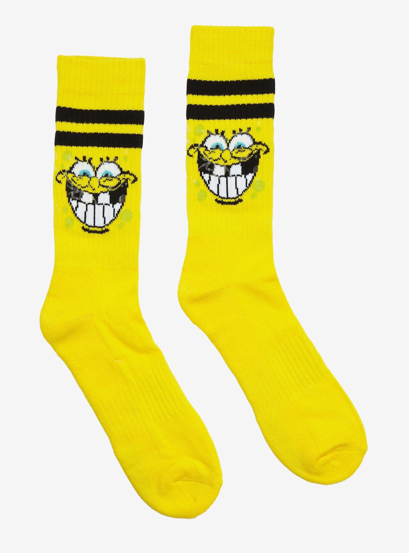 SpongeBob SquarePants Face Glow-In-The-Dark Crew Socks, , hi-res