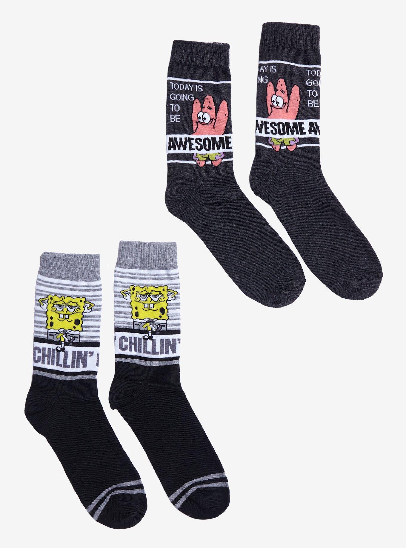 Spongebob Squarepants Adult Quarter Crew Socks - 2-pack Of Bikini Bottom  Fun! : Target