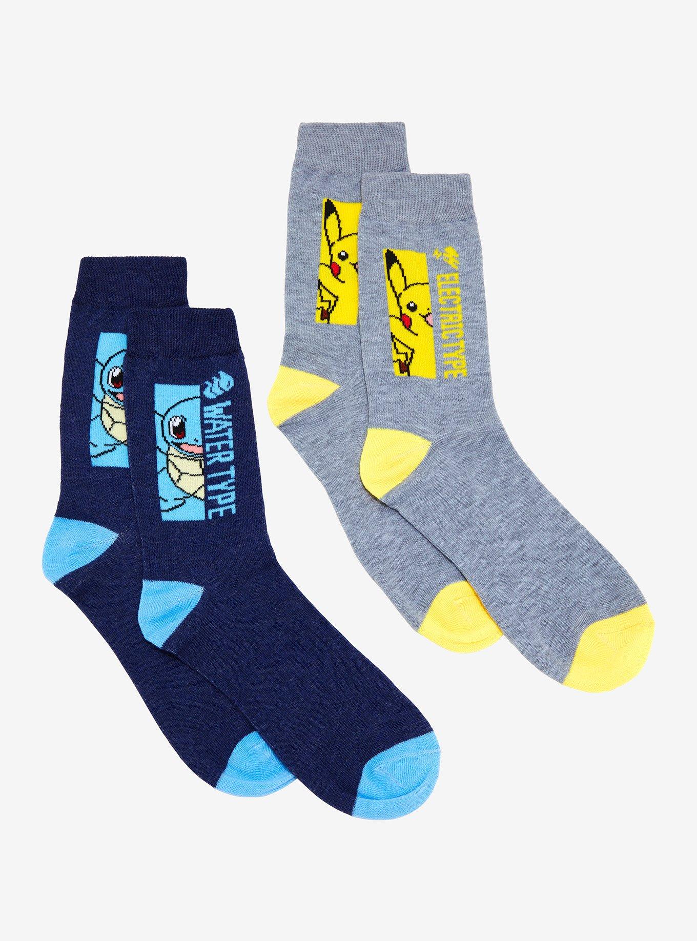 Pokemon Squirtle & Pikachu Crew Socks 2 Pair, , hi-res