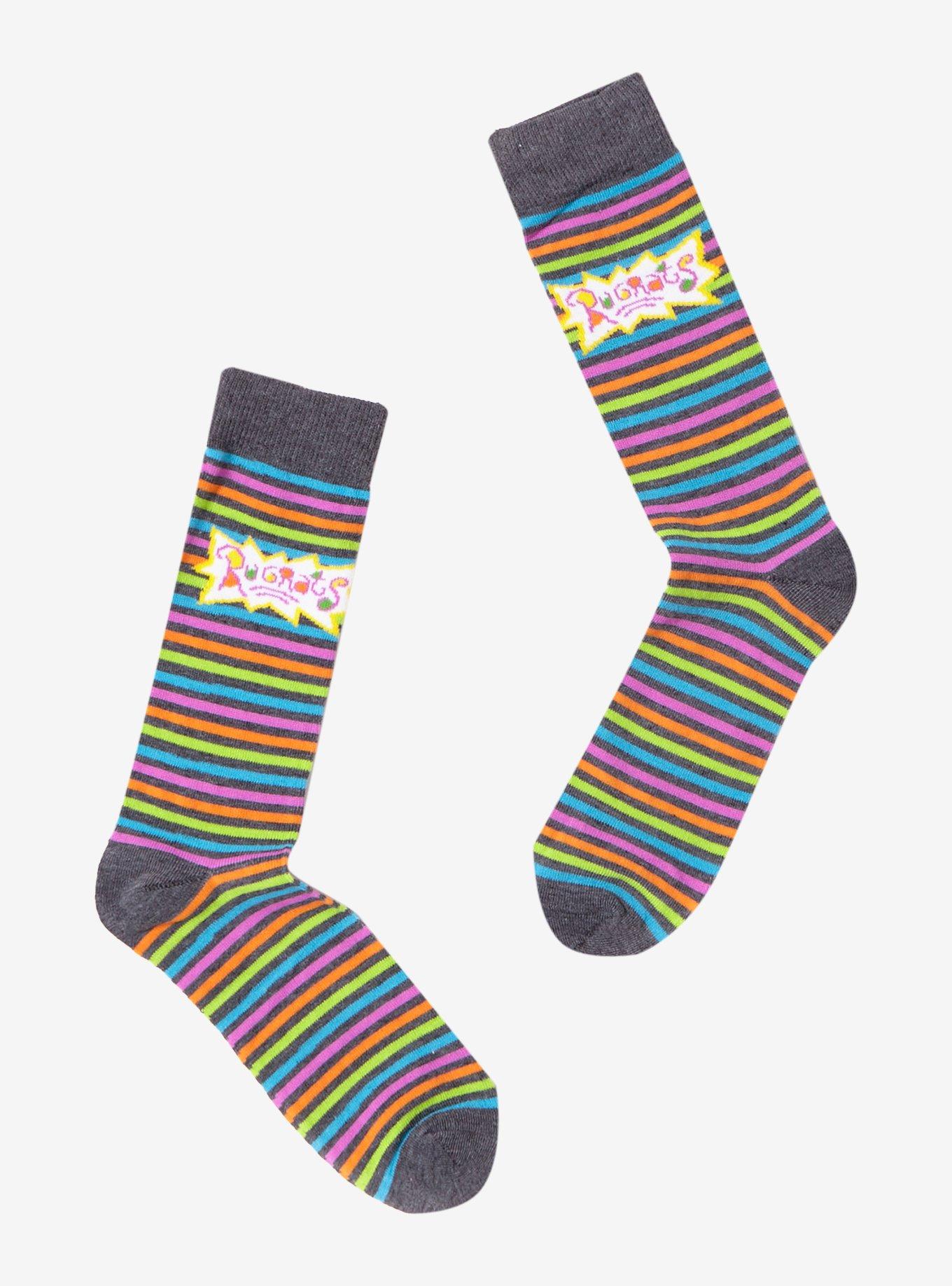 Rugrats Logo Rainbow Stripe Crew Socks, , hi-res