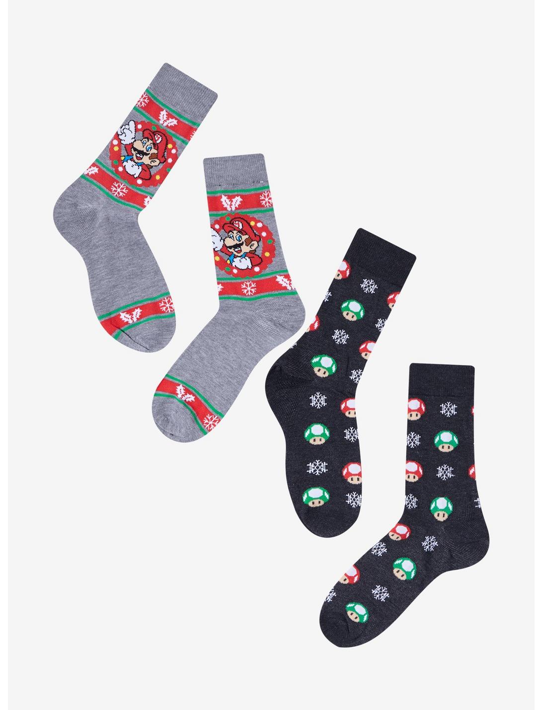 Super Mario Holiday Crew Socks 2 Pair, , hi-res