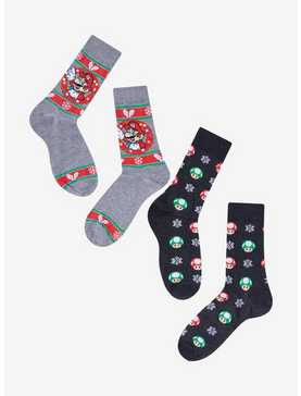 Super Mario Holiday Crew Socks 2 Pair, , hi-res