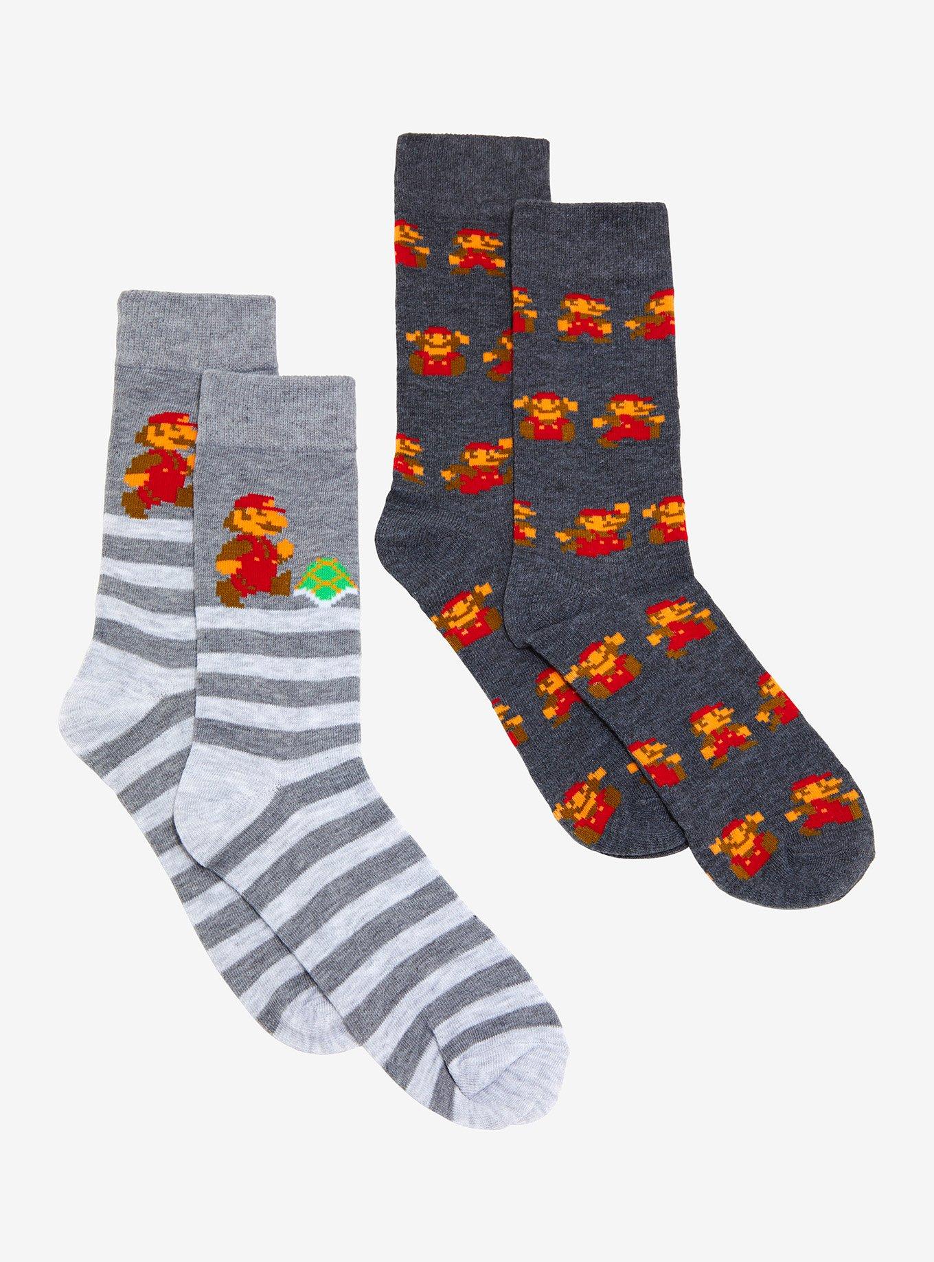 Super Mario 8-Bit Crew Socks 2 Pair, , hi-res