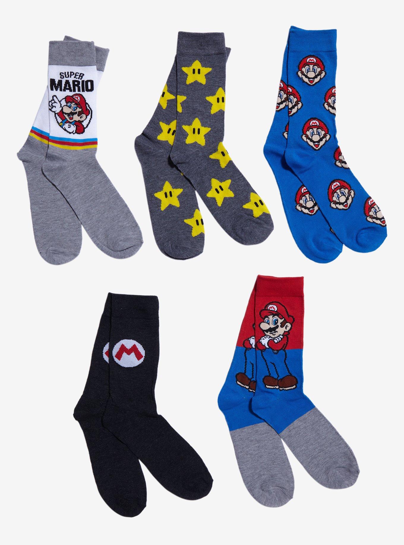 Super Mario Icon Crew Socks 5 Pair, , hi-res