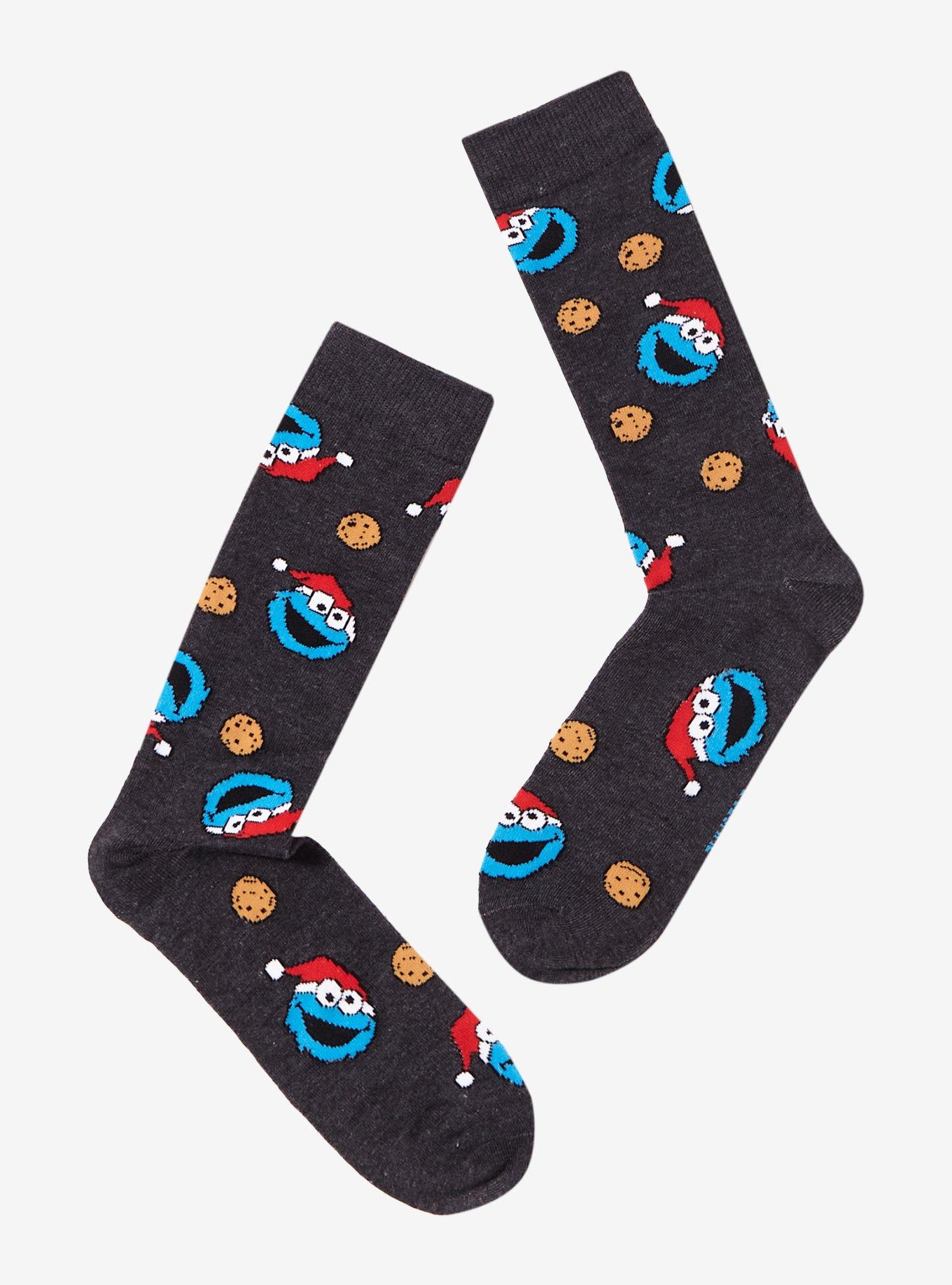 Sesame Street Cookie Monster Santa Crew Socks, , hi-res