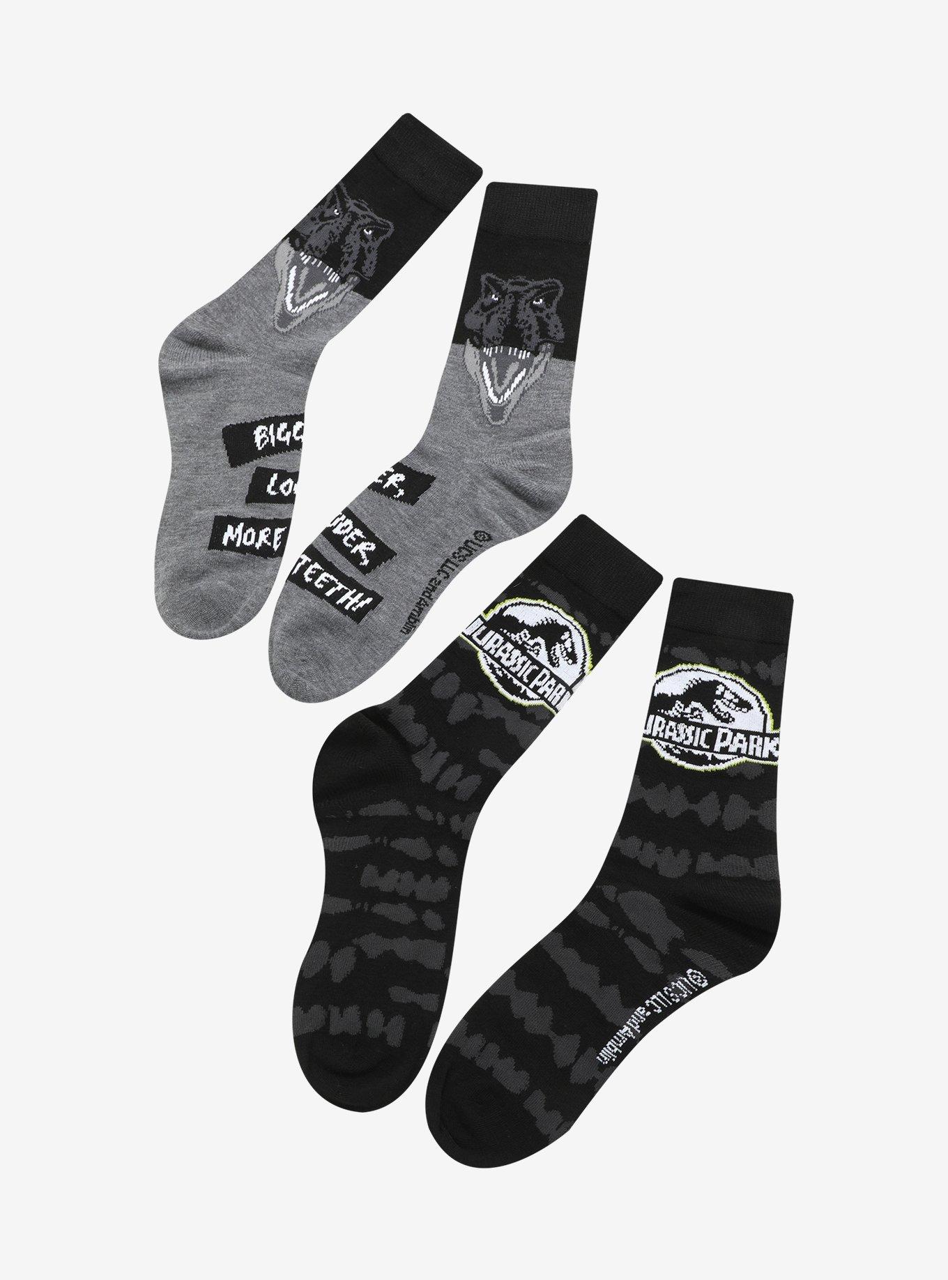 Jurassic World Grey Crew Socks 2 Pair, , hi-res