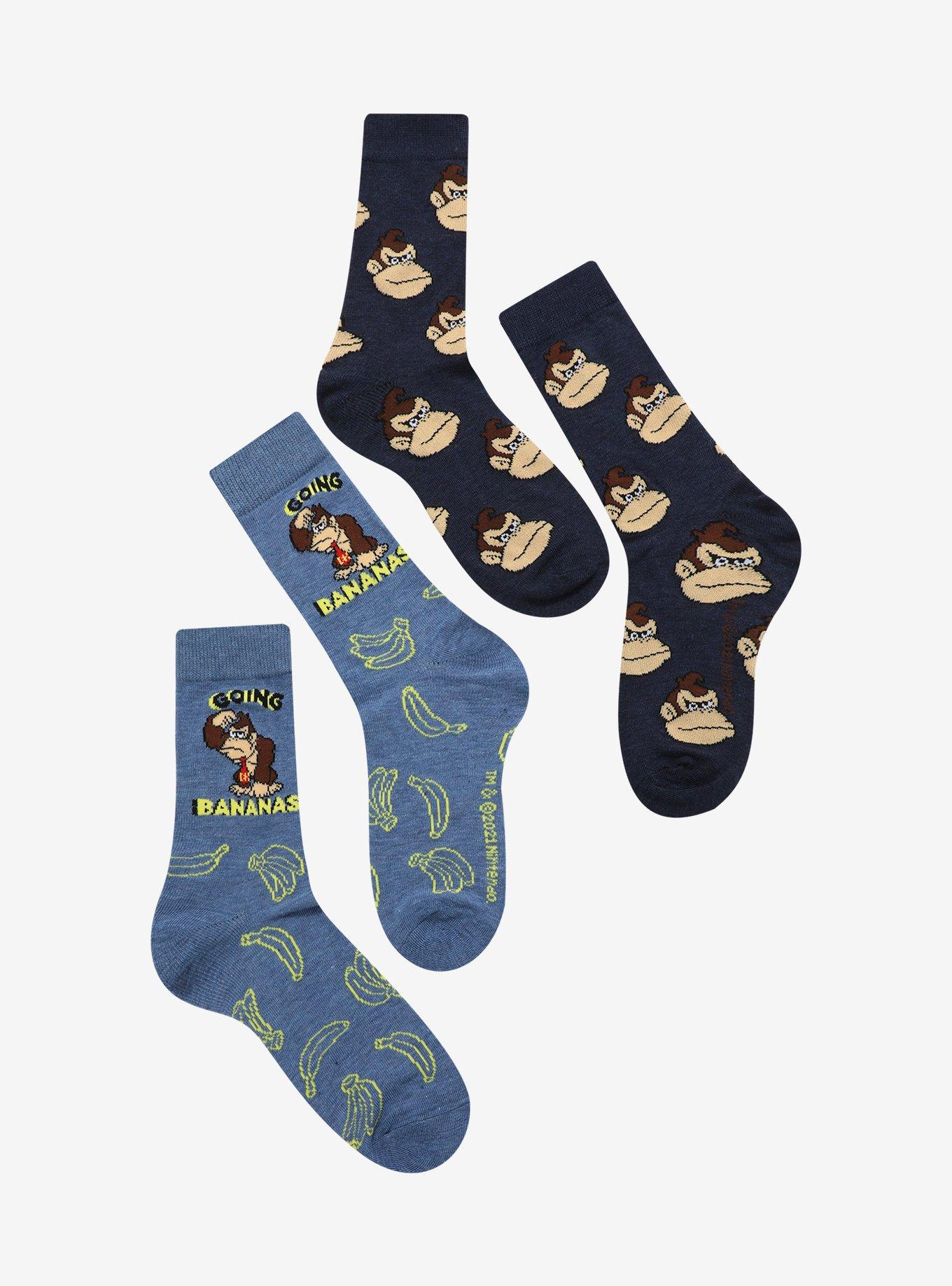 Donkey Kong Bananas Crew Socks 2 Pair, , hi-res