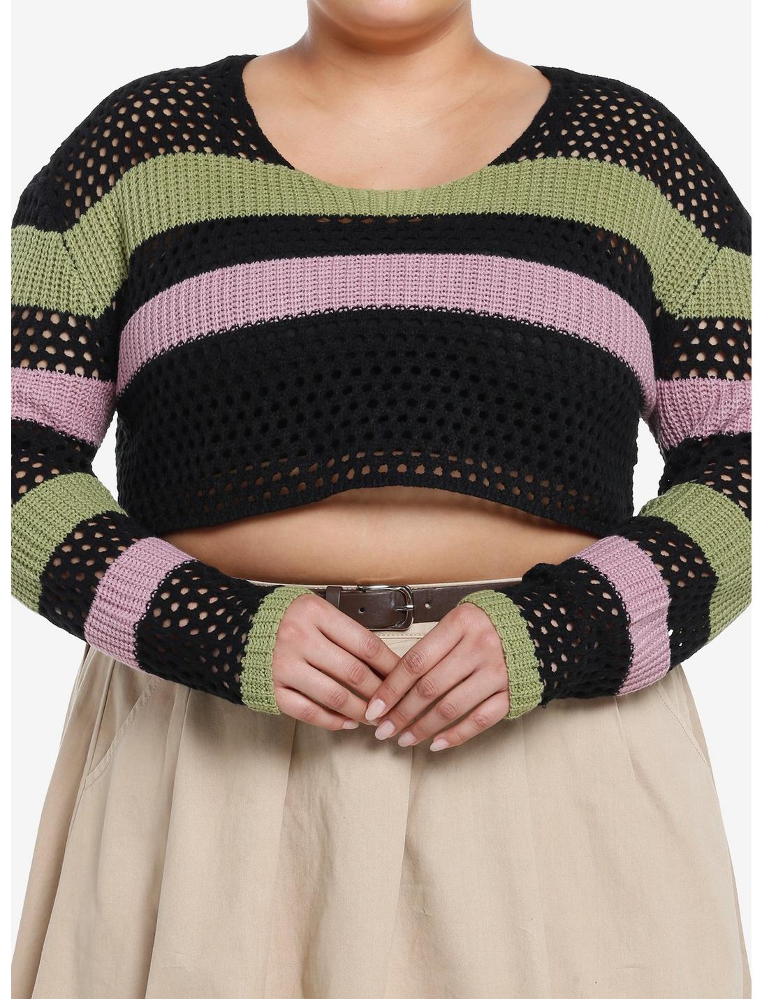 Sweet Society Stripe Girls Knit Shrug Plus Size, PINK, hi-res