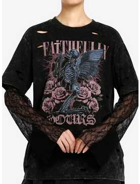 Thorn & Fable Faithfully Yours Lace Sleeve Girls Twofer Long-Sleeve T-Shirt, , hi-res