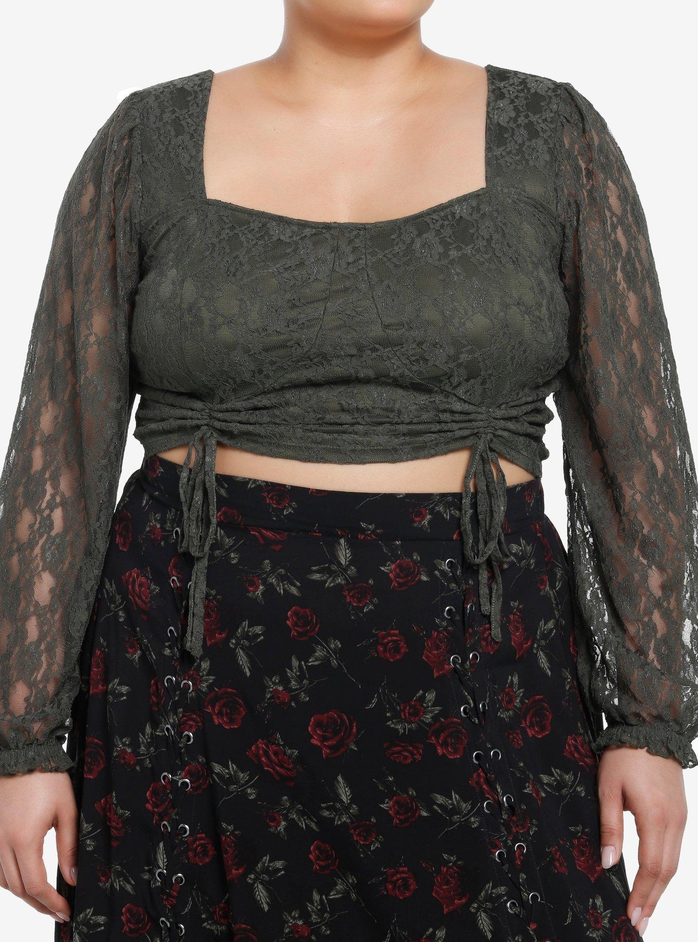 Plus size lace outlet cropped top