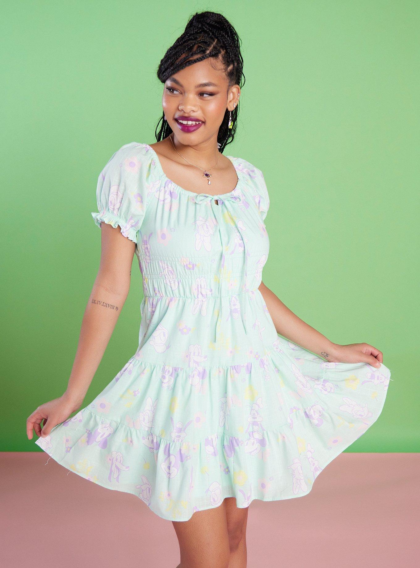 Her Universe Disney Mickey Mouse And Friends Pastel Spring Dress, MINT, hi-res