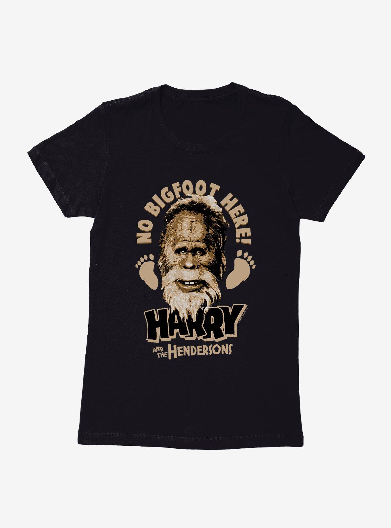 Harry And The Hendersons No Bigfoot Here! Womens T-Shirt, BLACK, hi-res