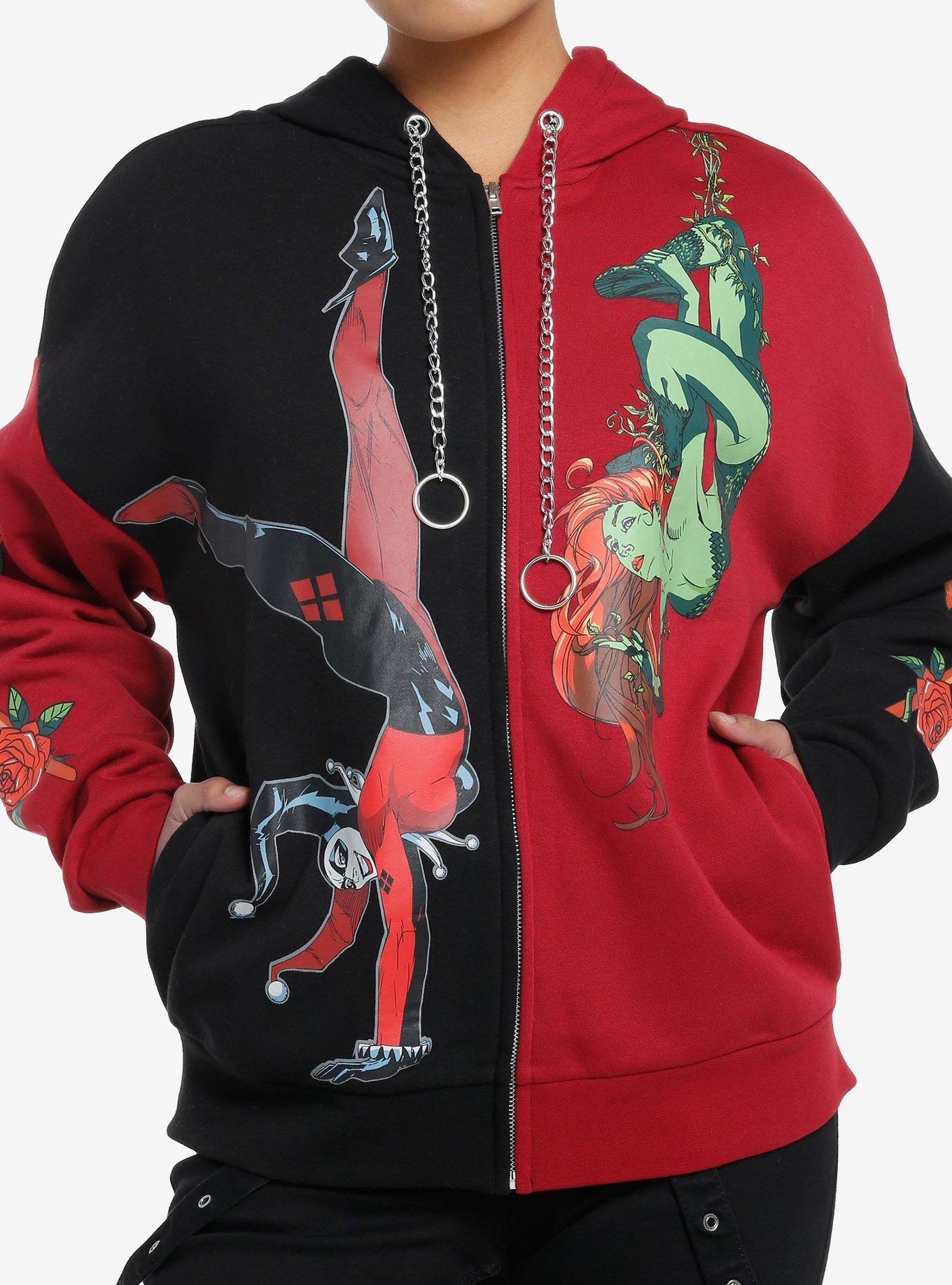 DC Comics Batman Harley Quinn & Poison Ivy Split Hoodie, MULTI, hi-res