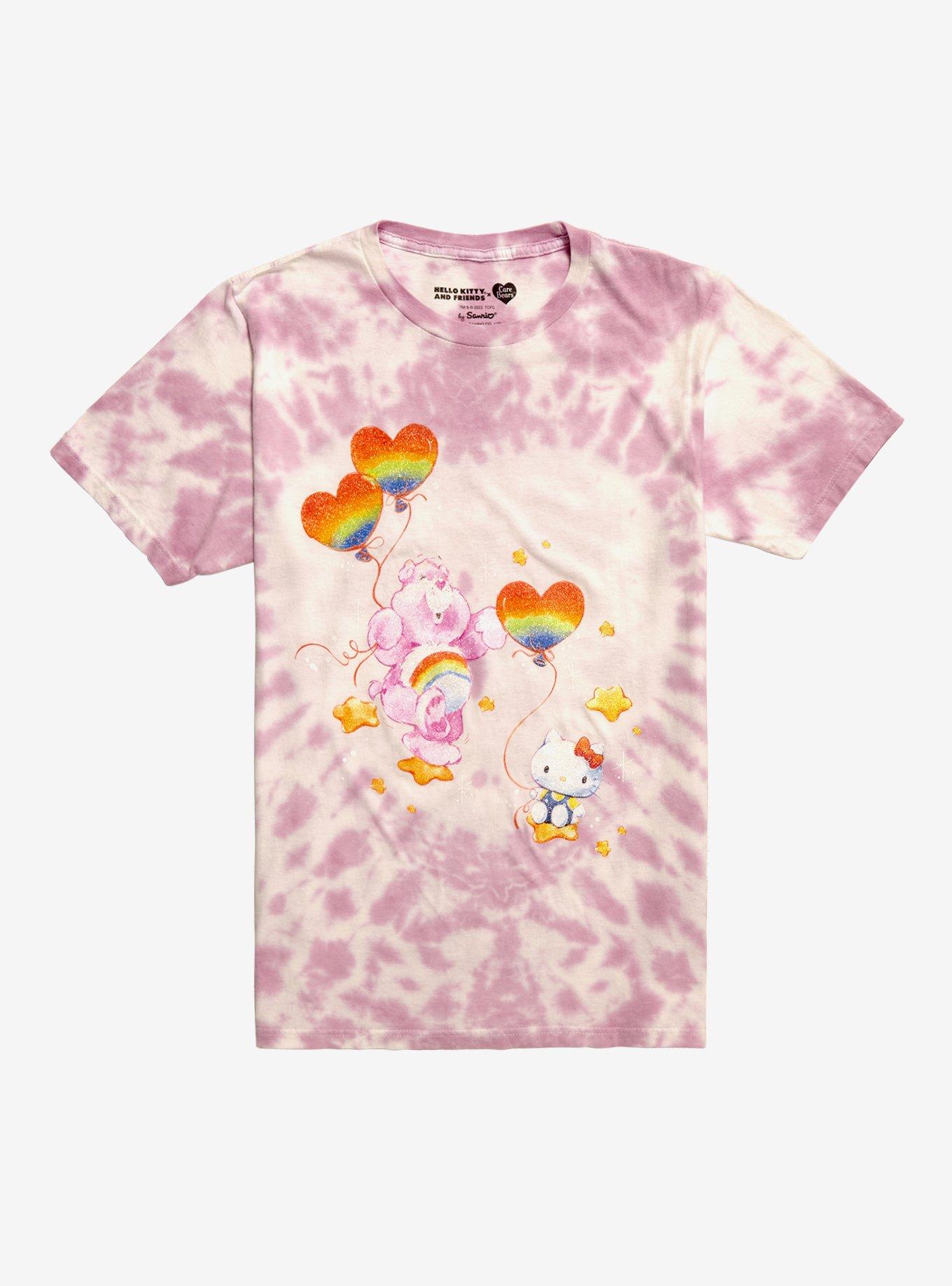 Care Bears X Hello Kitty And Friends Heart Balloons Glitter Boyfriend Fit  Girls T-Shirt