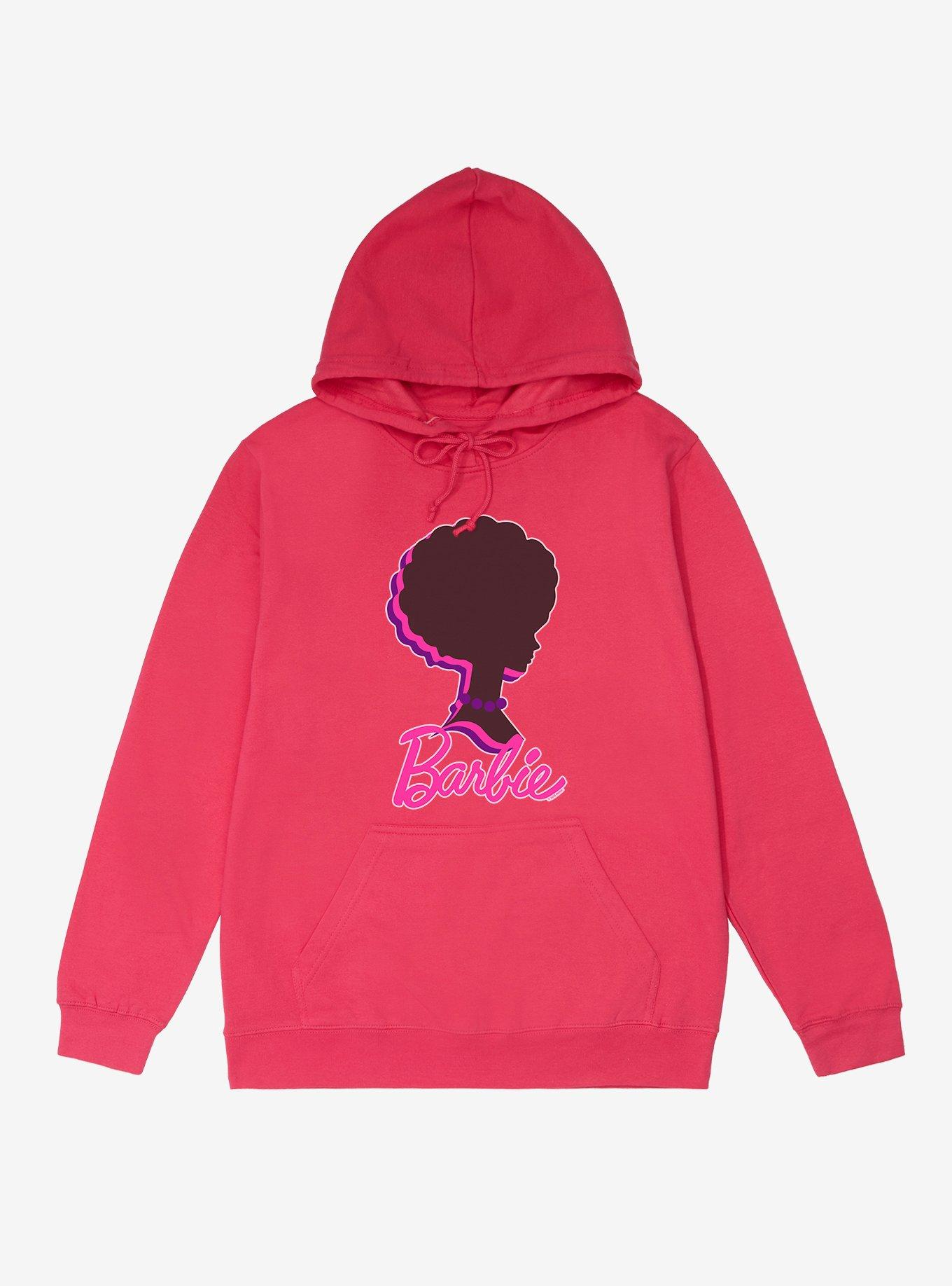 Barbie Afro Silhouette French Terry Hoodie, HELICONIA HEATHER, hi-res