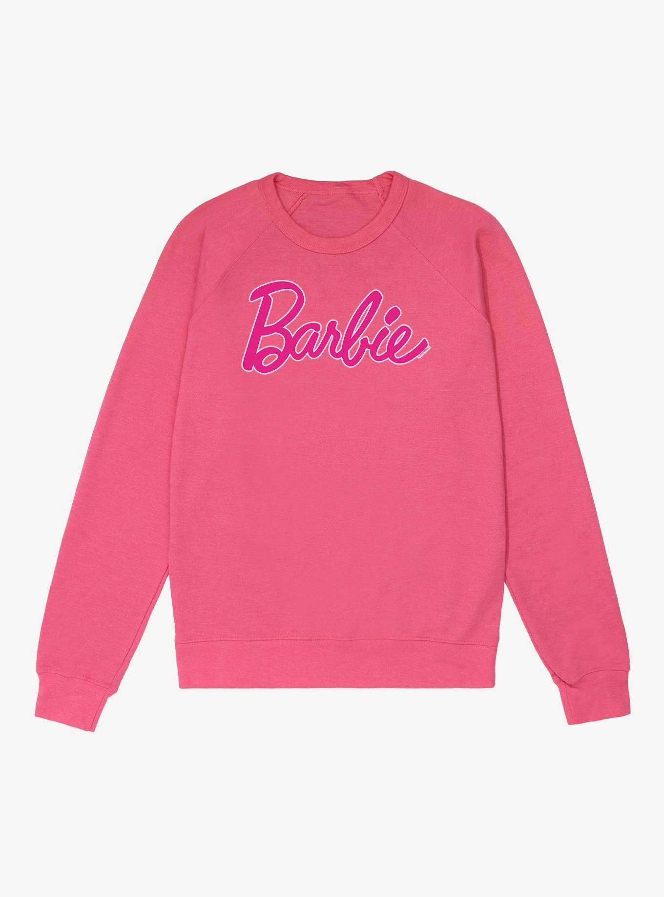 NWT Barbie Pink Wash Sweatshirt Cozy Sweater Pullover Glitter Logo - Size XL