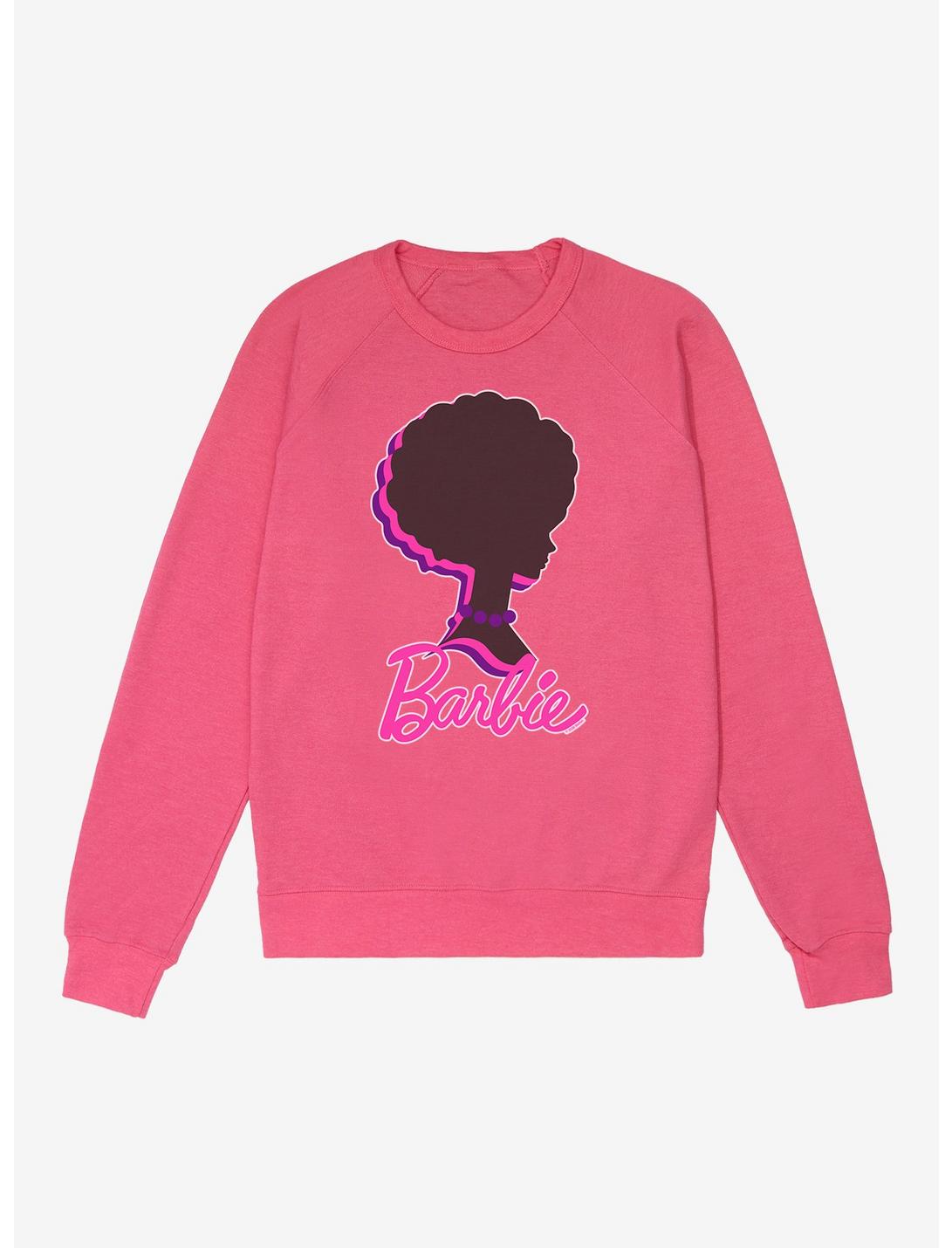 Barbie Afro Silhouette French Terry Sweatshirt, HELICONIA HEATHER, hi-res