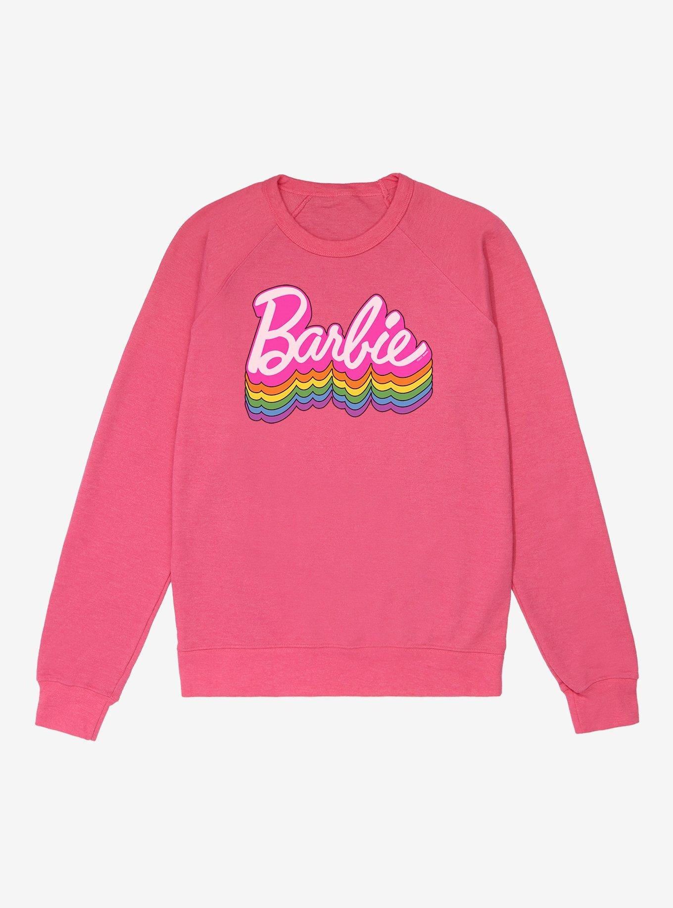 Barbie Ranbow Logo Stack French Terry Sweatshirt, HELICONIA HEATHER, hi-res