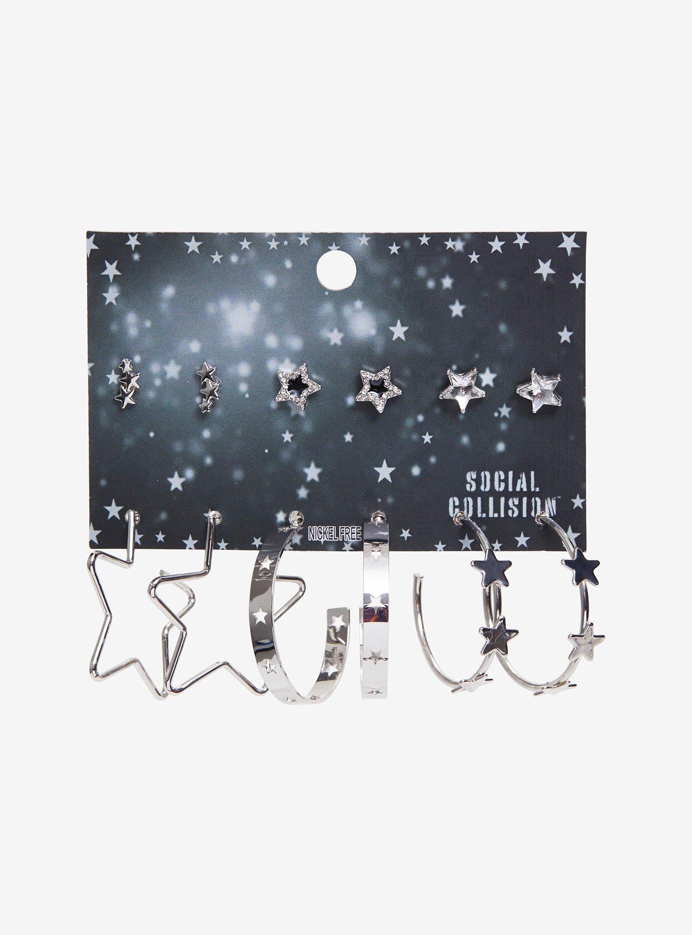 Social Collision Star Studs & Hoops Earring Set, , hi-res