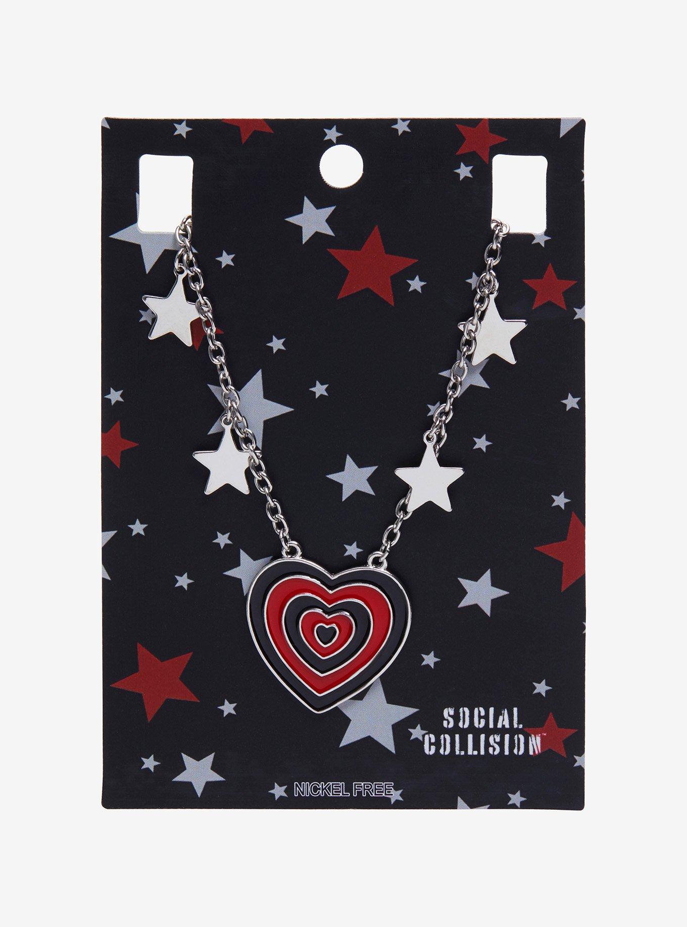 Social Collision Red & Black Heart Necklace, , hi-res