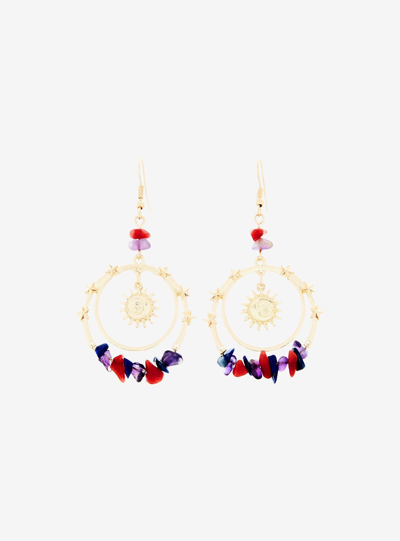 Cosmic Aura Sun Crystal Drop Earrings, , hi-res