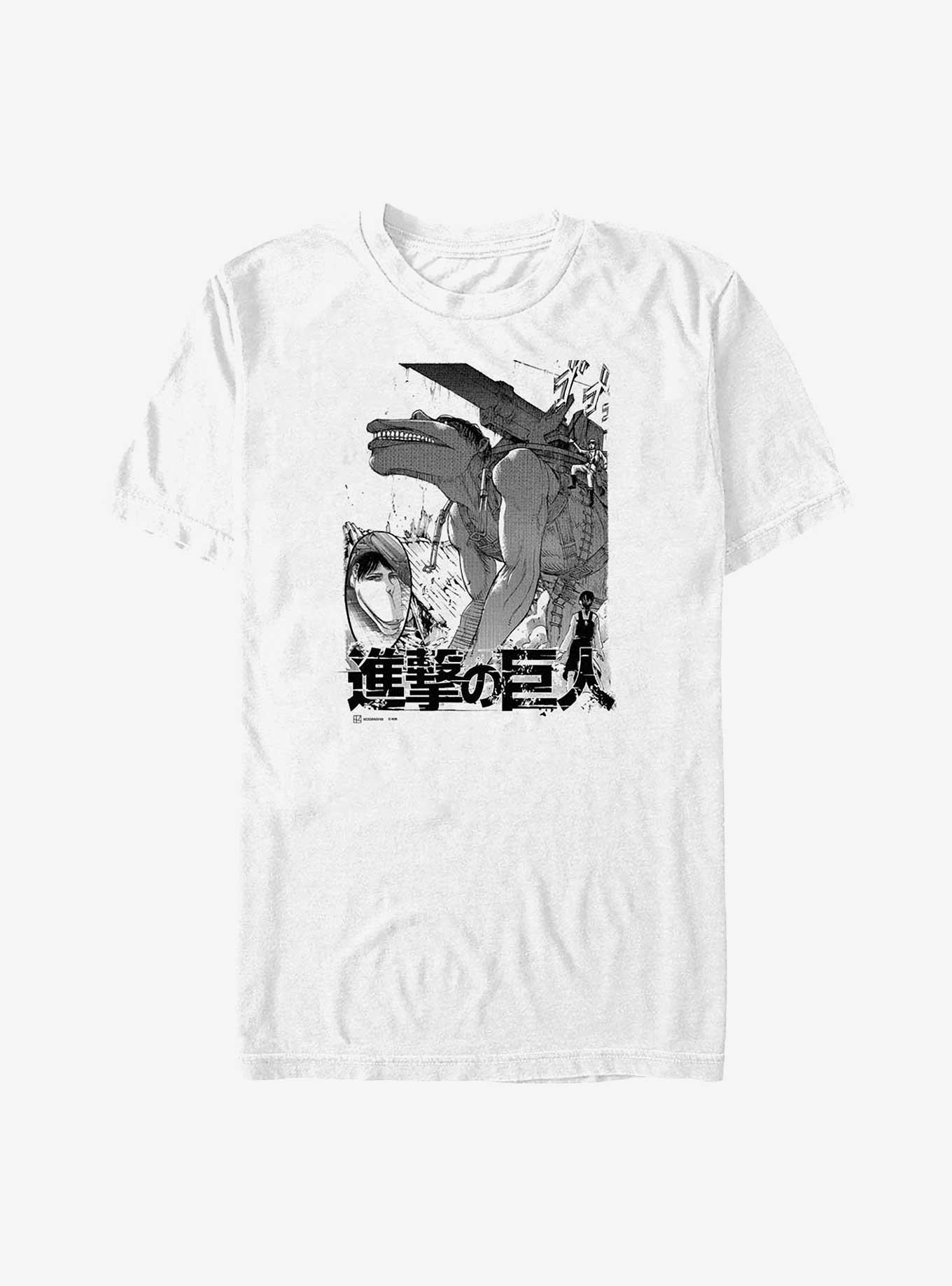 Attack On Titan Cart Demolition Big & Tall T-Shirt, WHITE, hi-res