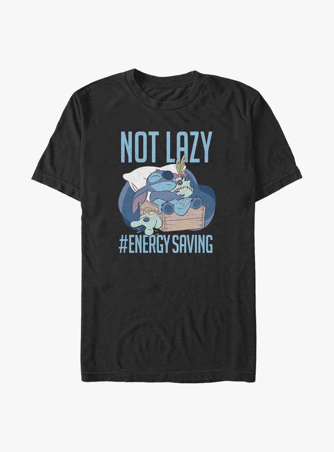 Disney Lilo & Stitch Not Lazy Energy Saving Big & Tall T-Shirt, BLACK, hi-res