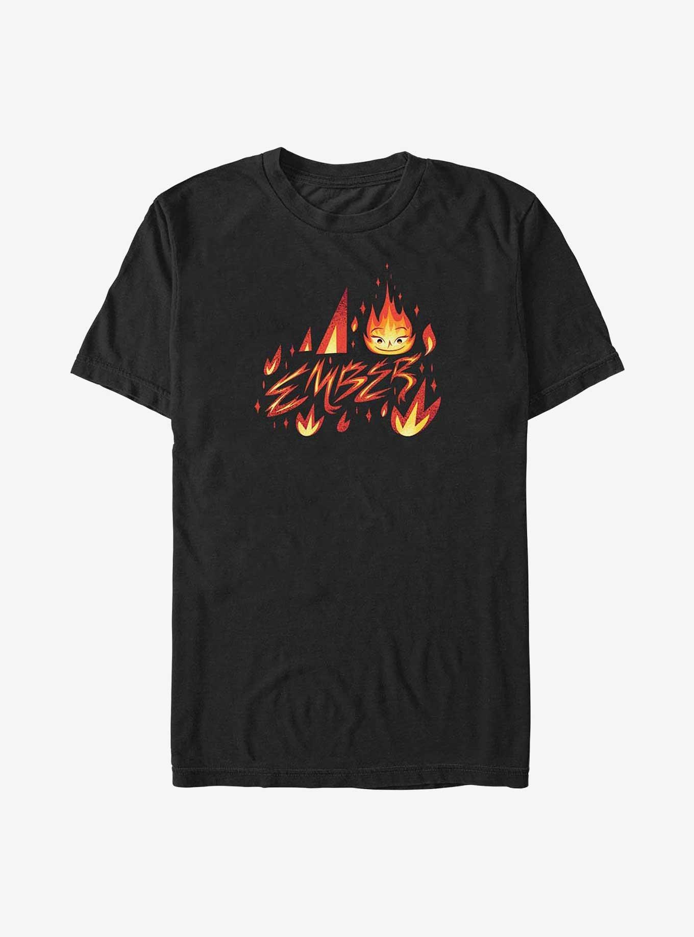 Disney Pixar Elemental Ember Element Badge Big & Tall T-Shirt, BLACK, hi-res