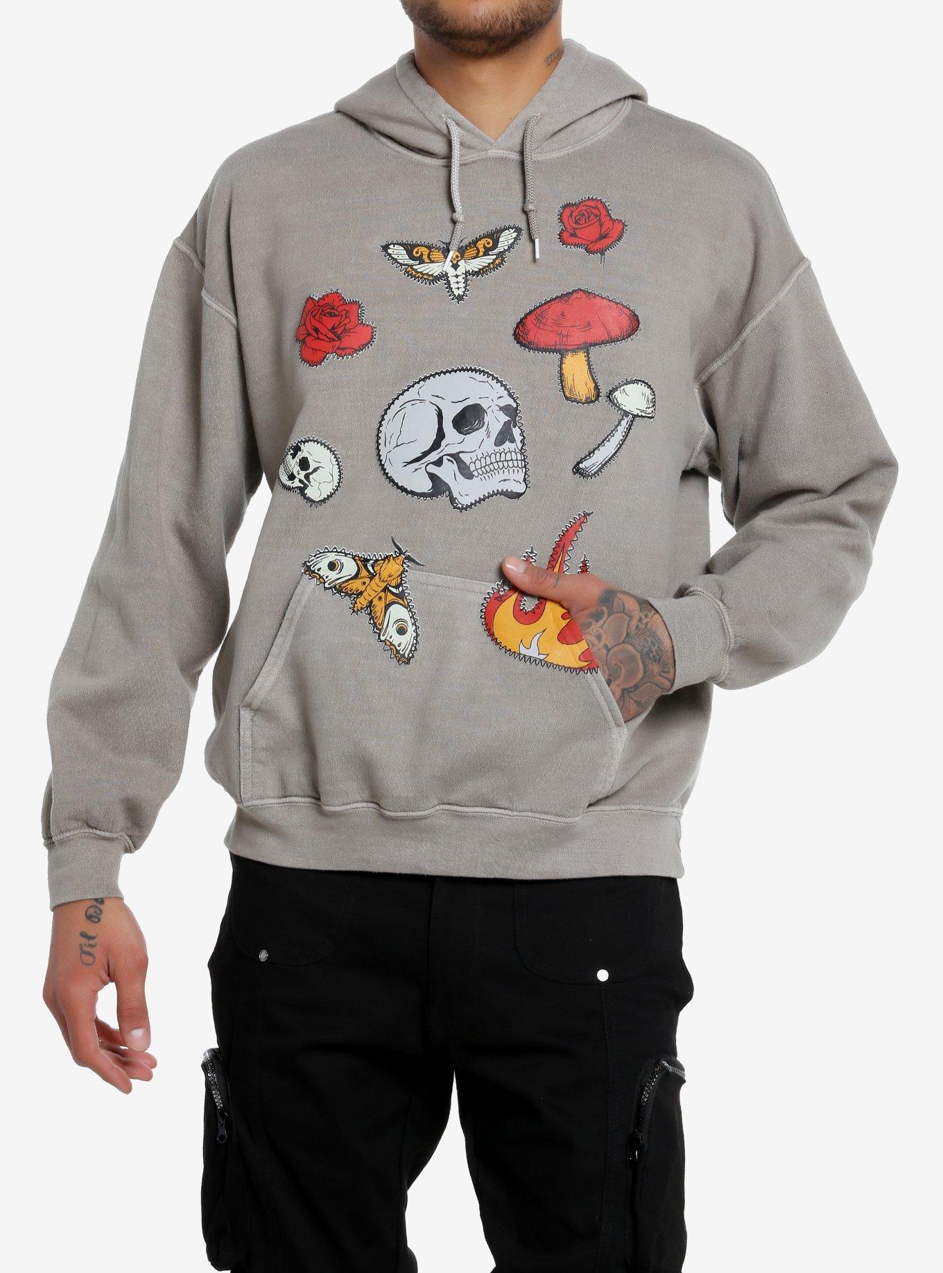 Social Collision® Skulls & Moths Puff Print Hoodie, , hi-res