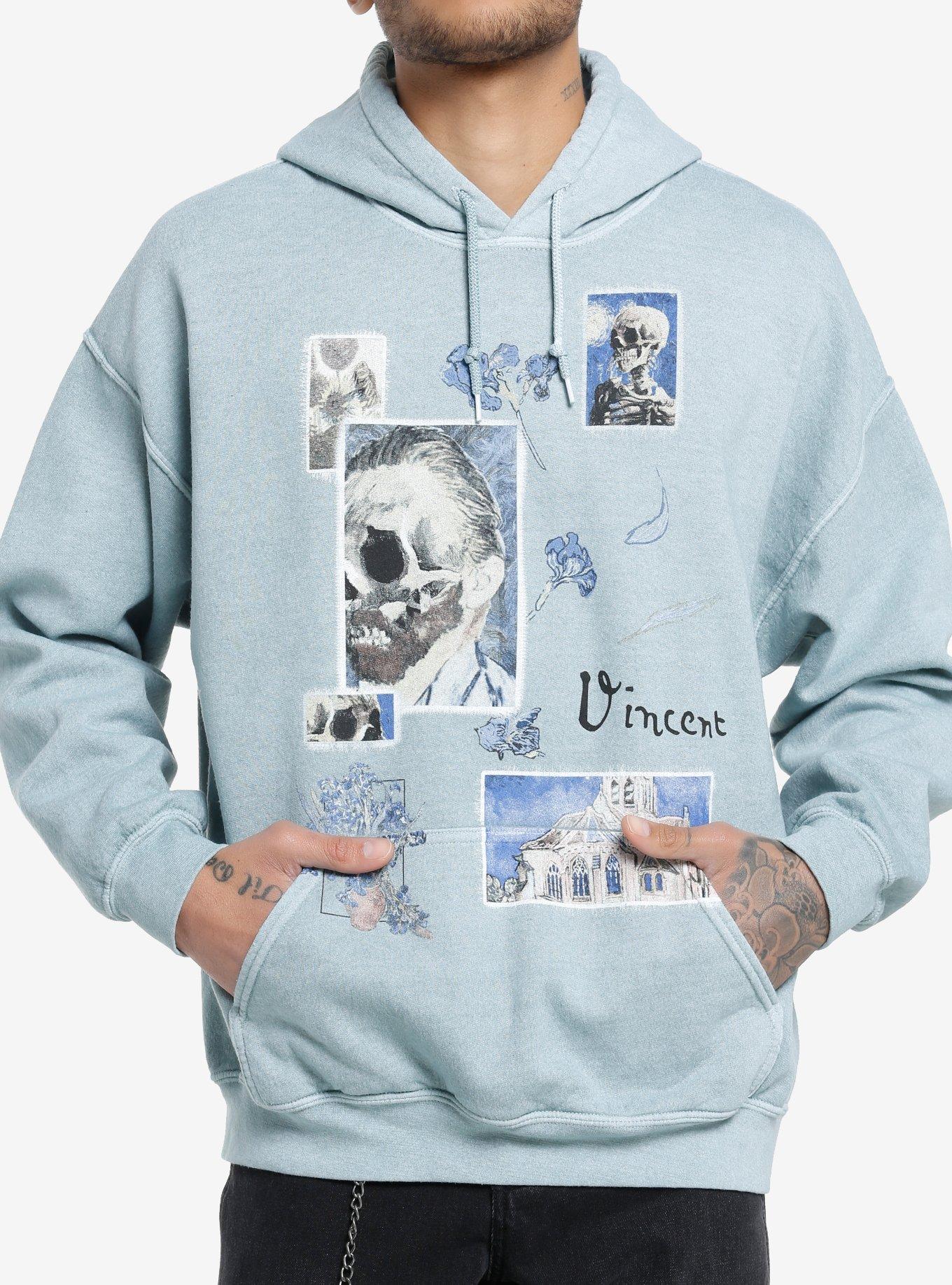 Social Collision® Vincent Van Gogh Printed Patches Hoodie, BLUE, hi-res