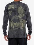 Outer Space Mushroom Creature Tie-Dye Long-Sleeve T-Shirt, OLIVE, hi-res