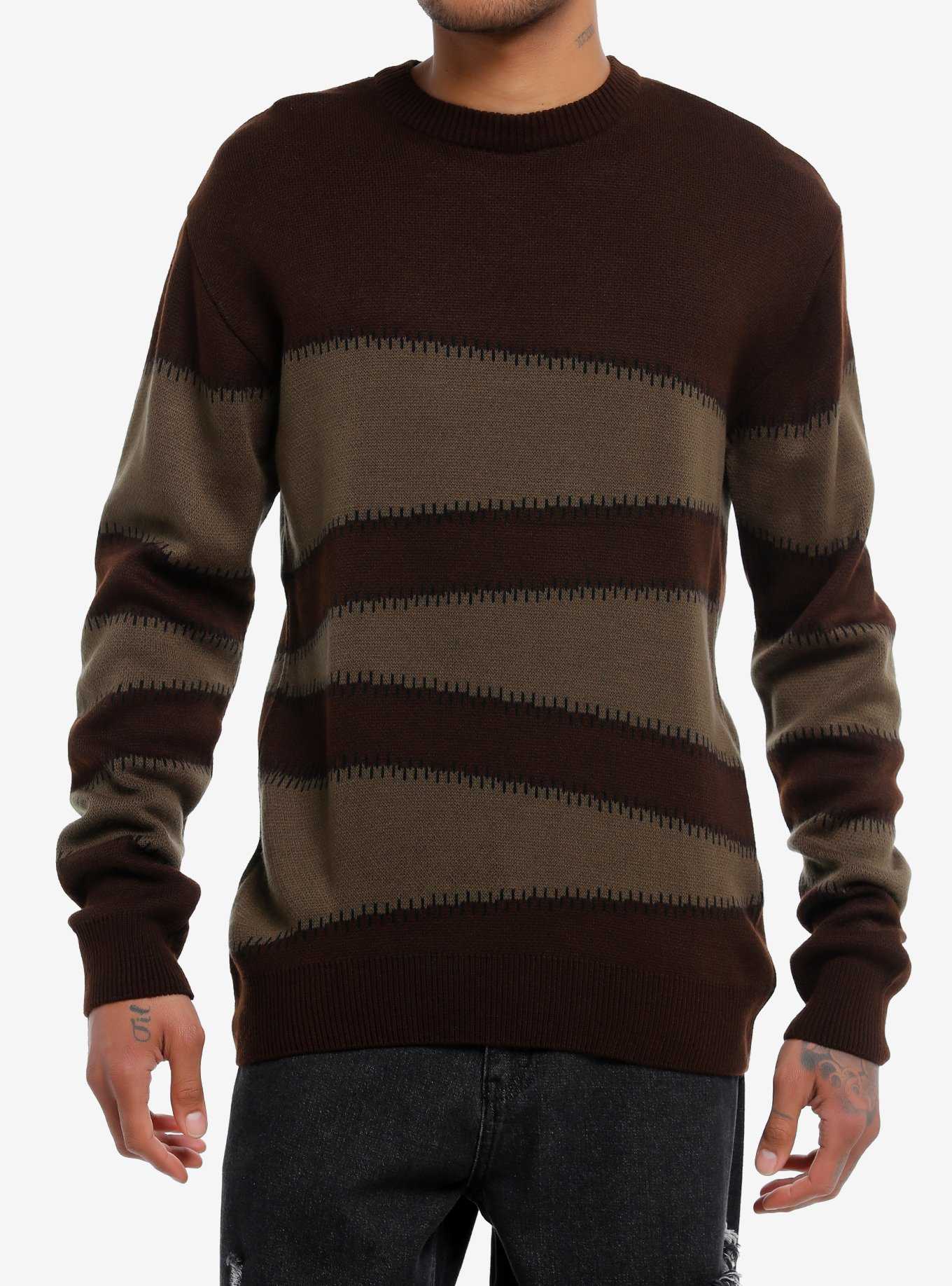 Brown Two-Tone Stitch Sweater, , hi-res
