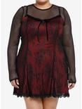 Social Collision Black & Red Lace Twofer Long-Sleeve Dress Plus size, BLACK, hi-res