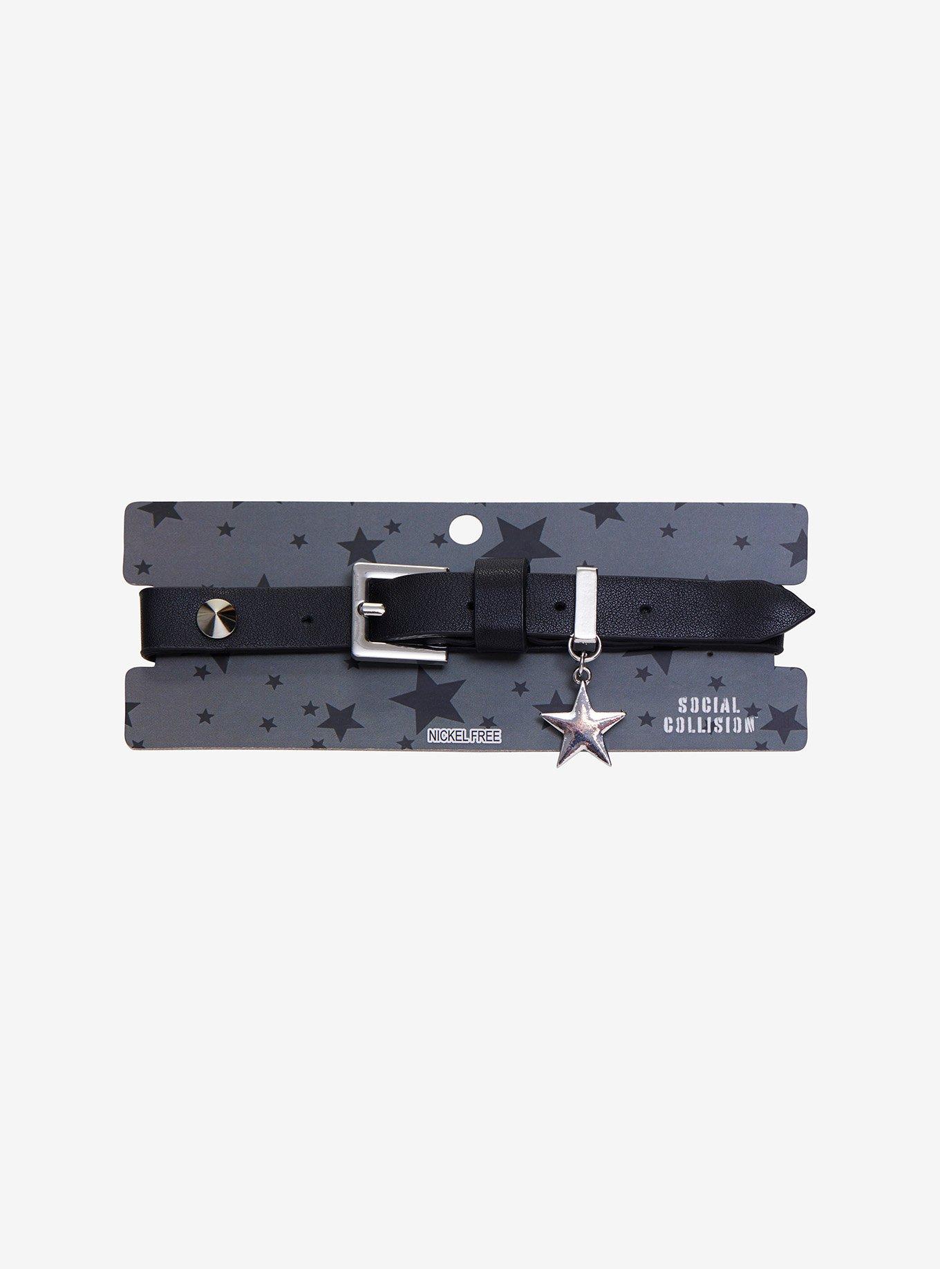 Social Collision Star Buckle Leather Choker, , hi-res
