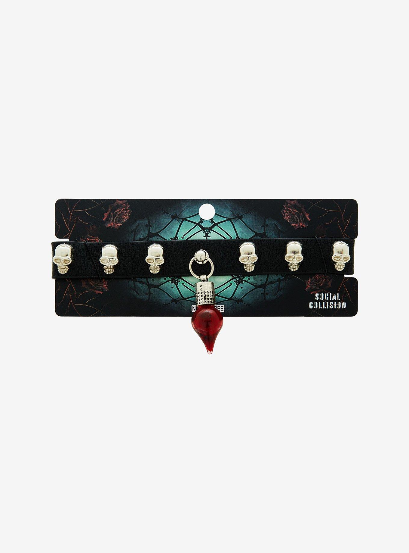 Social Collision® Skull Blood Vial Choker, , hi-res