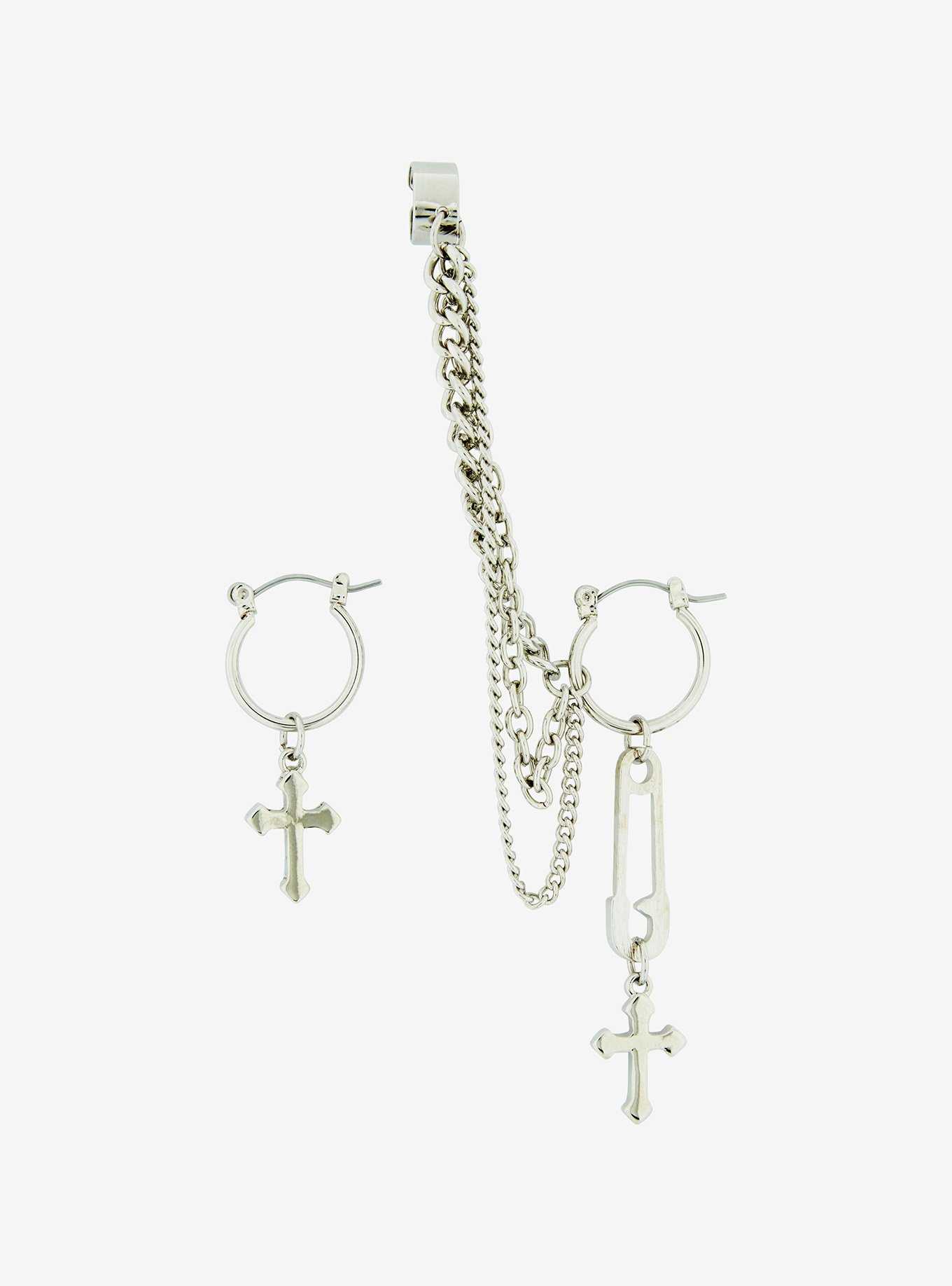 Cuff earrings with hot sale chain hot topic